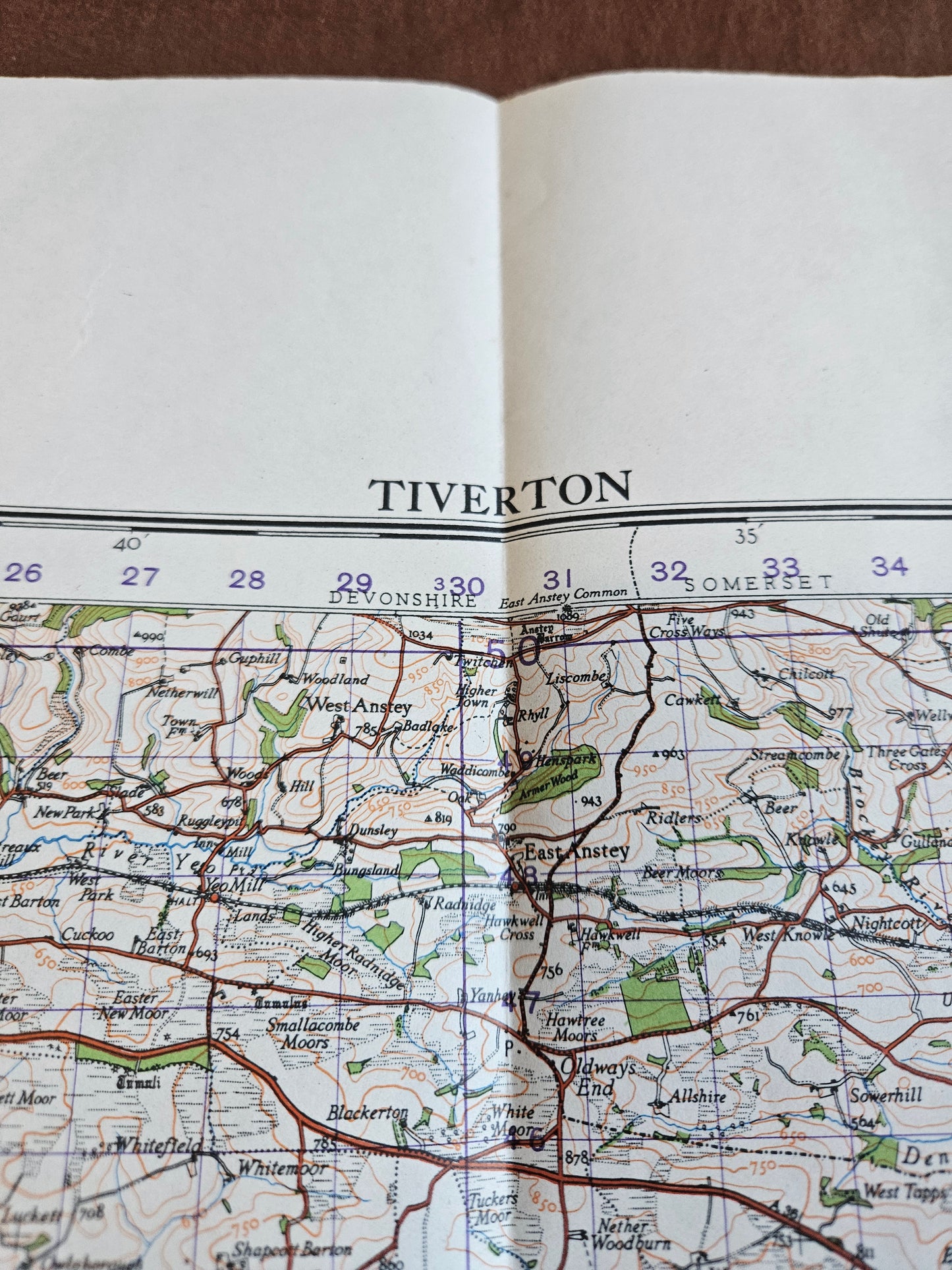 WW2 Ordnance Survey Map - Tiverton, 1940.