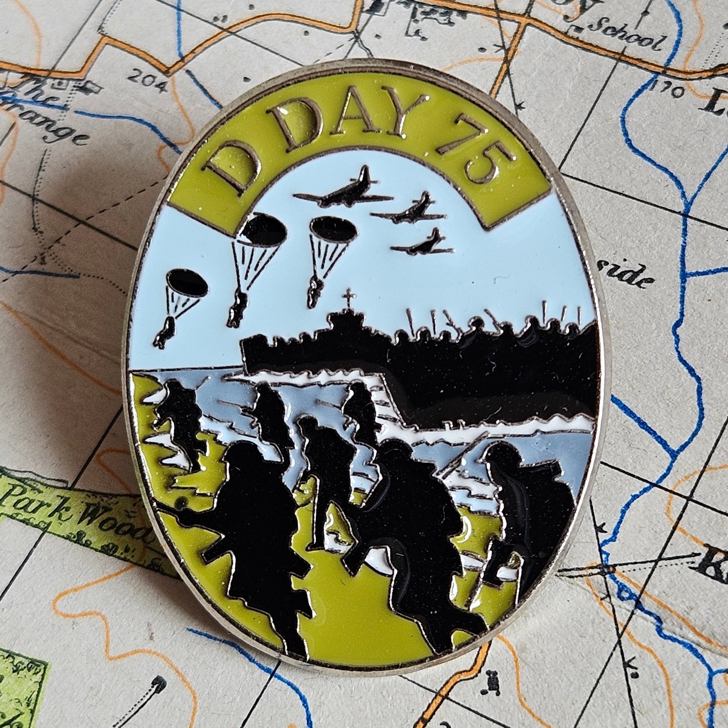 D Day 75 Pin Badge.