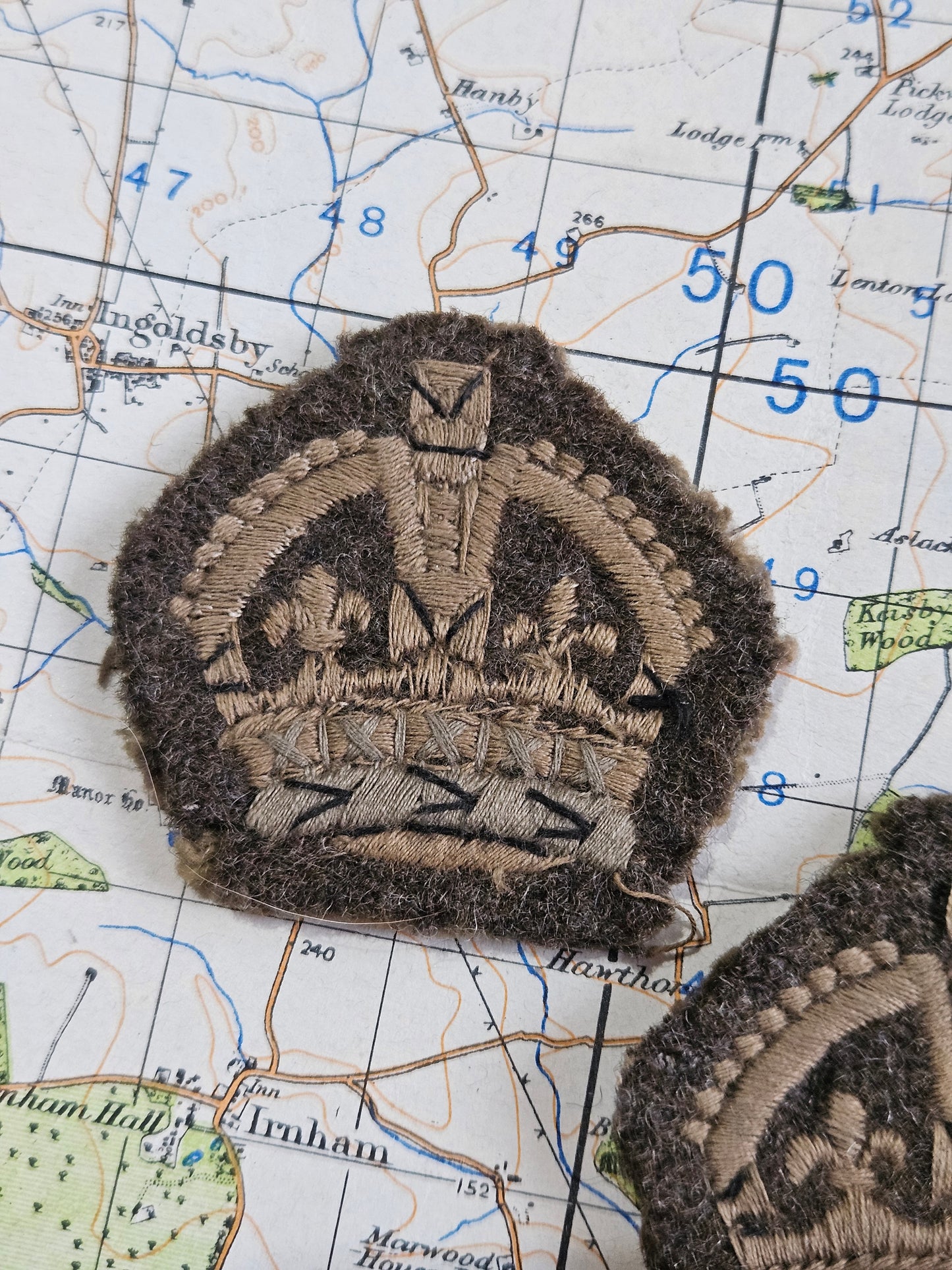 British Army WW2 WO 3 Warrant Officer 3rd Class Cloth Rank Badges Pair
