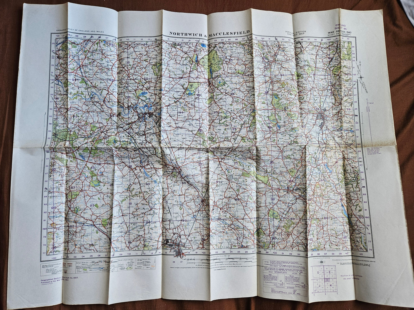 WW2 Ordnance Survey Map - Northwich & Macclesfield, 1940.