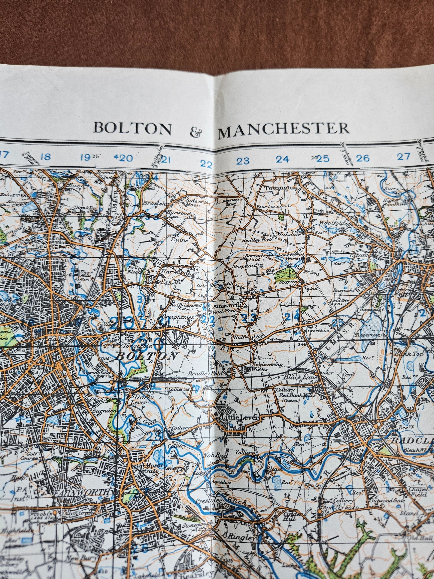 WW2 Ordnance Survey Map - Bolton & Manchester, 1940.