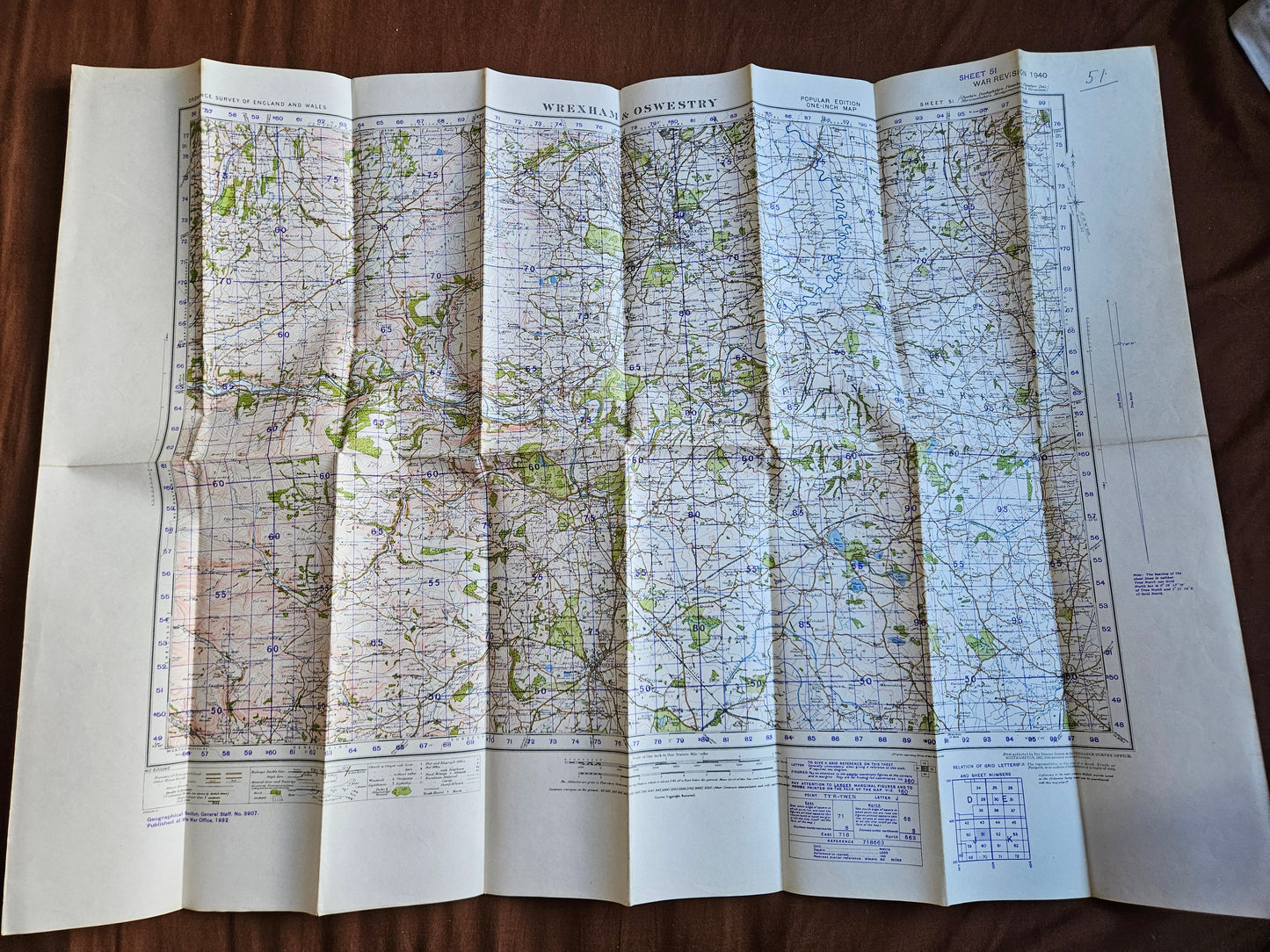 WW2 Ordnance Survey Map - Wrexham & Oswestry, 1940.