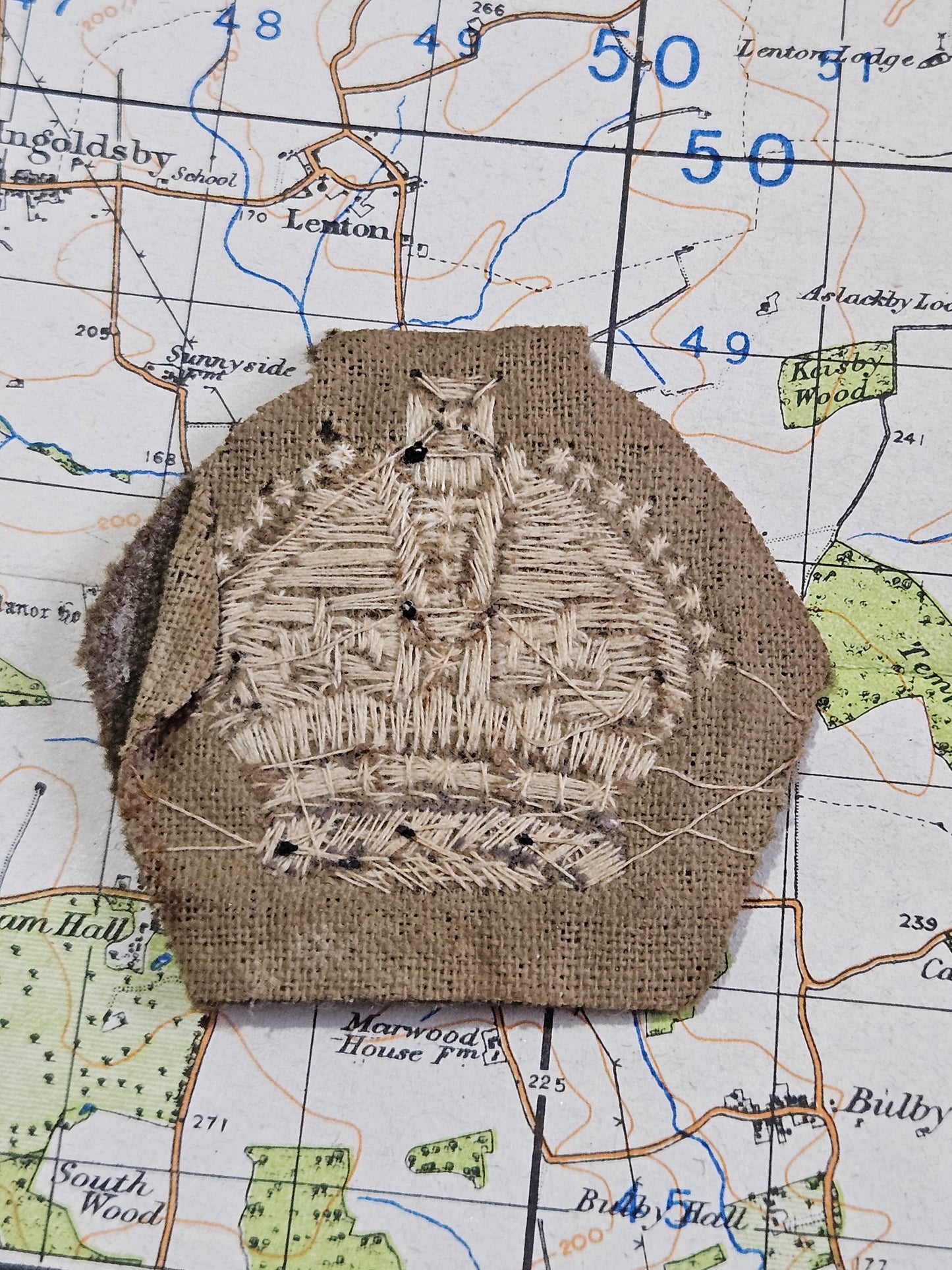 British Army WW2 WO 3 Warrant Officer 3rd Class Cloth Rank Badge, Single.