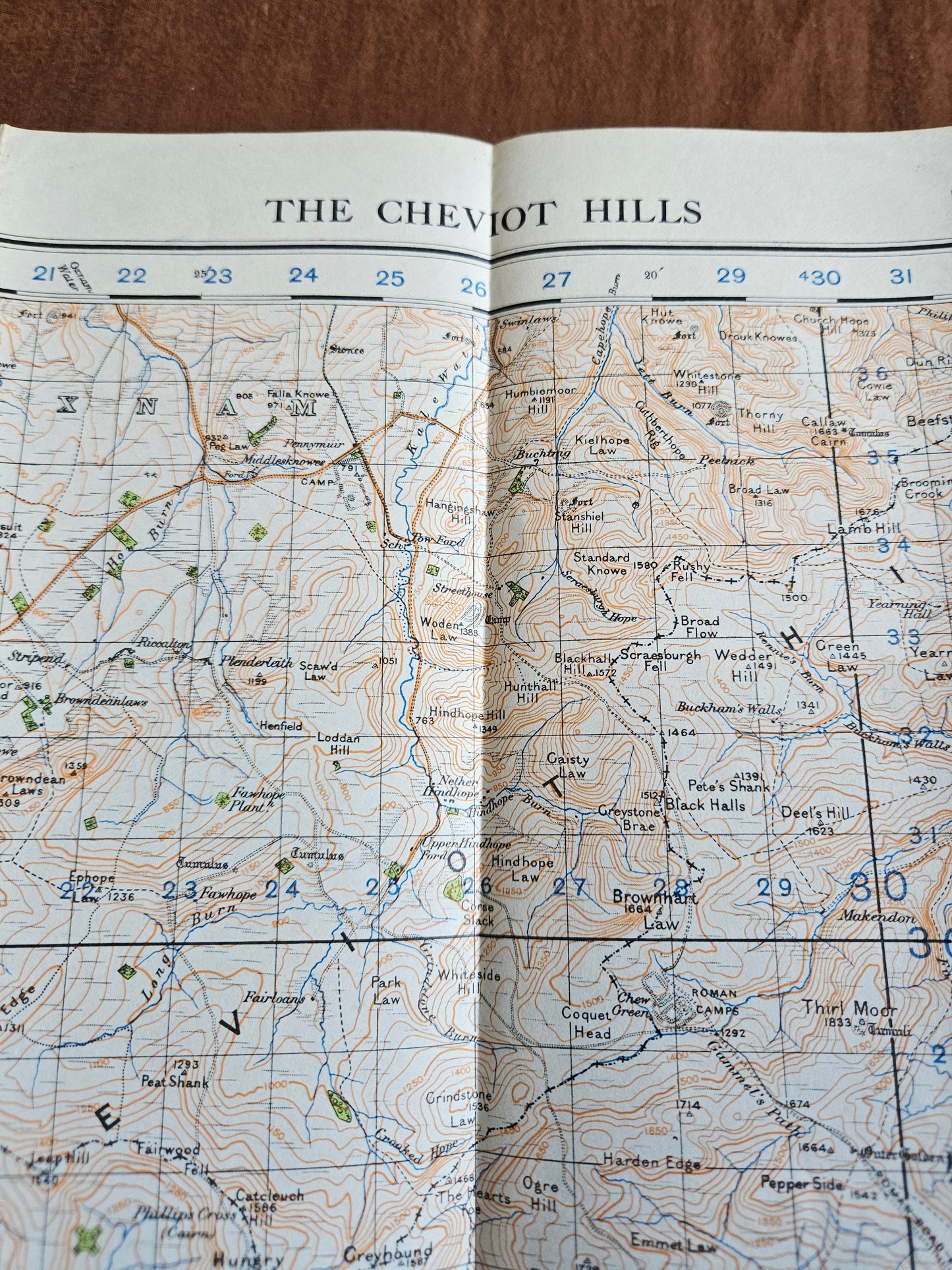 WW2 Ordnance Survey Map - The Cheviot Hills, 1940.