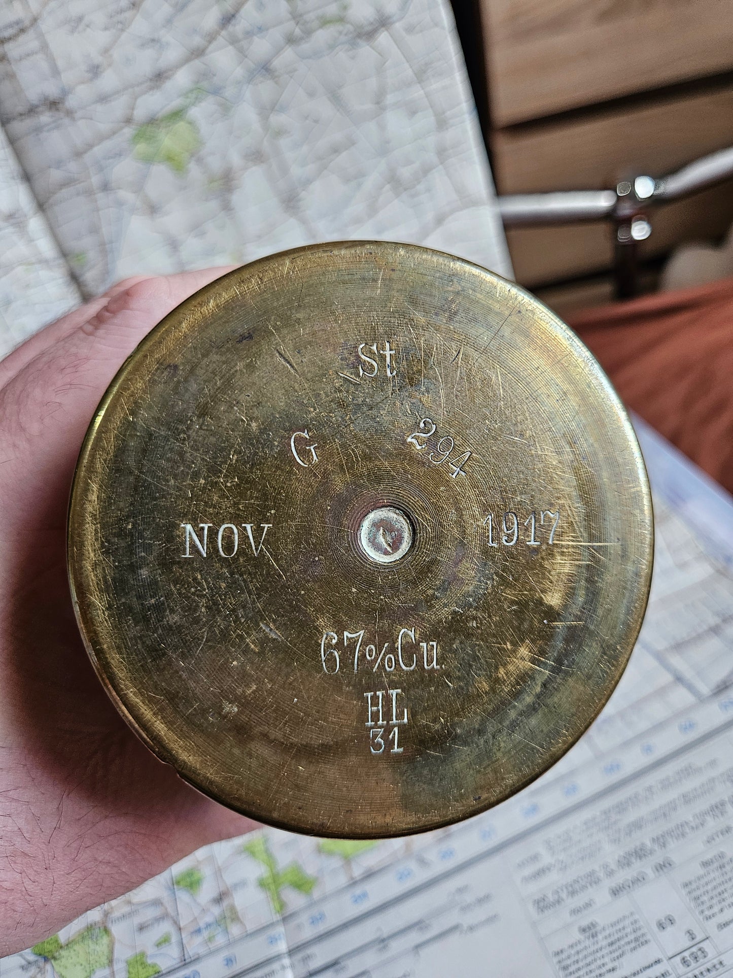 WW1 German Trench Art Vase Pair with French Inscription.