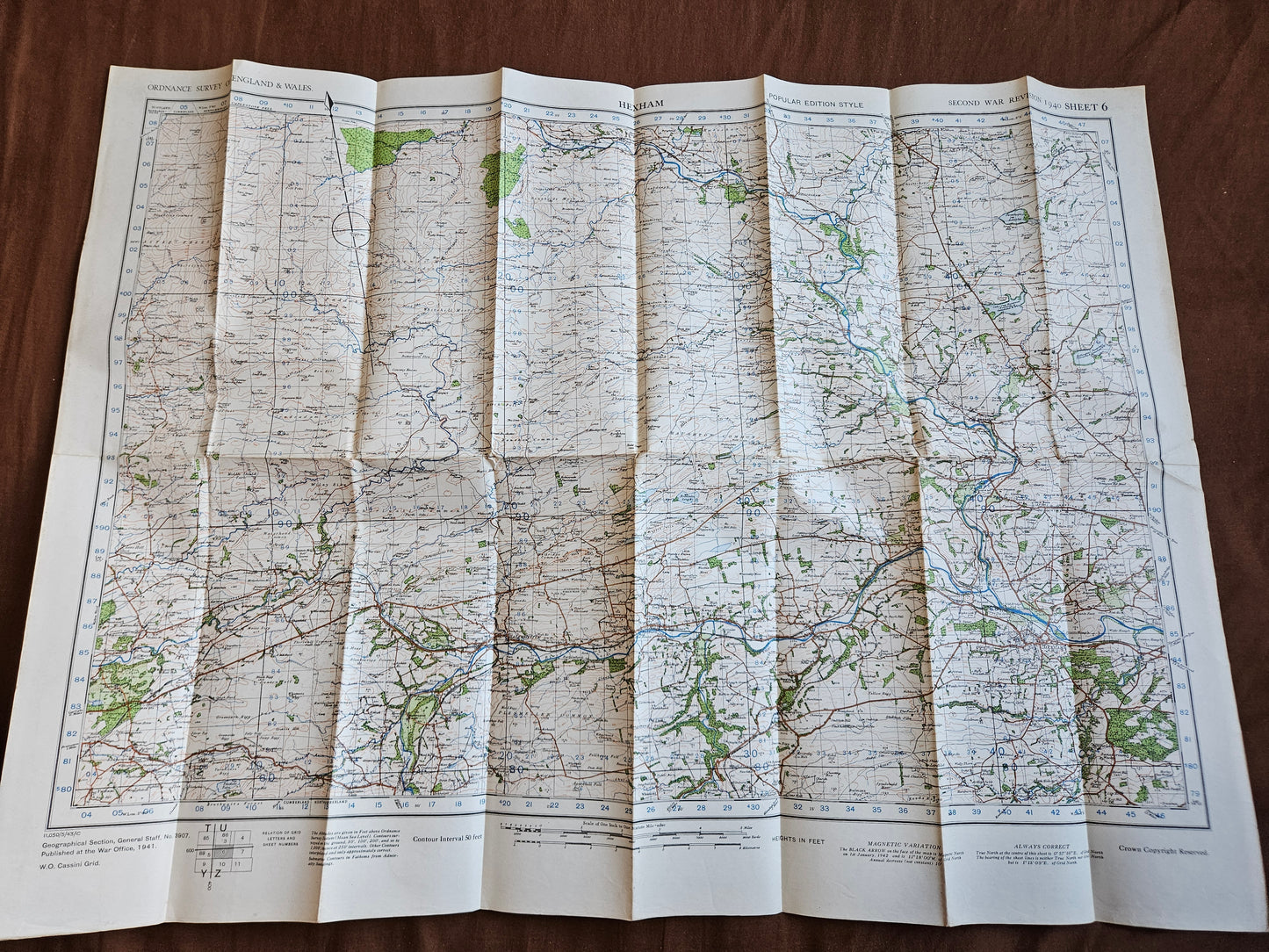 WW2 Ordnance Survey Map - Hexham, 1940.