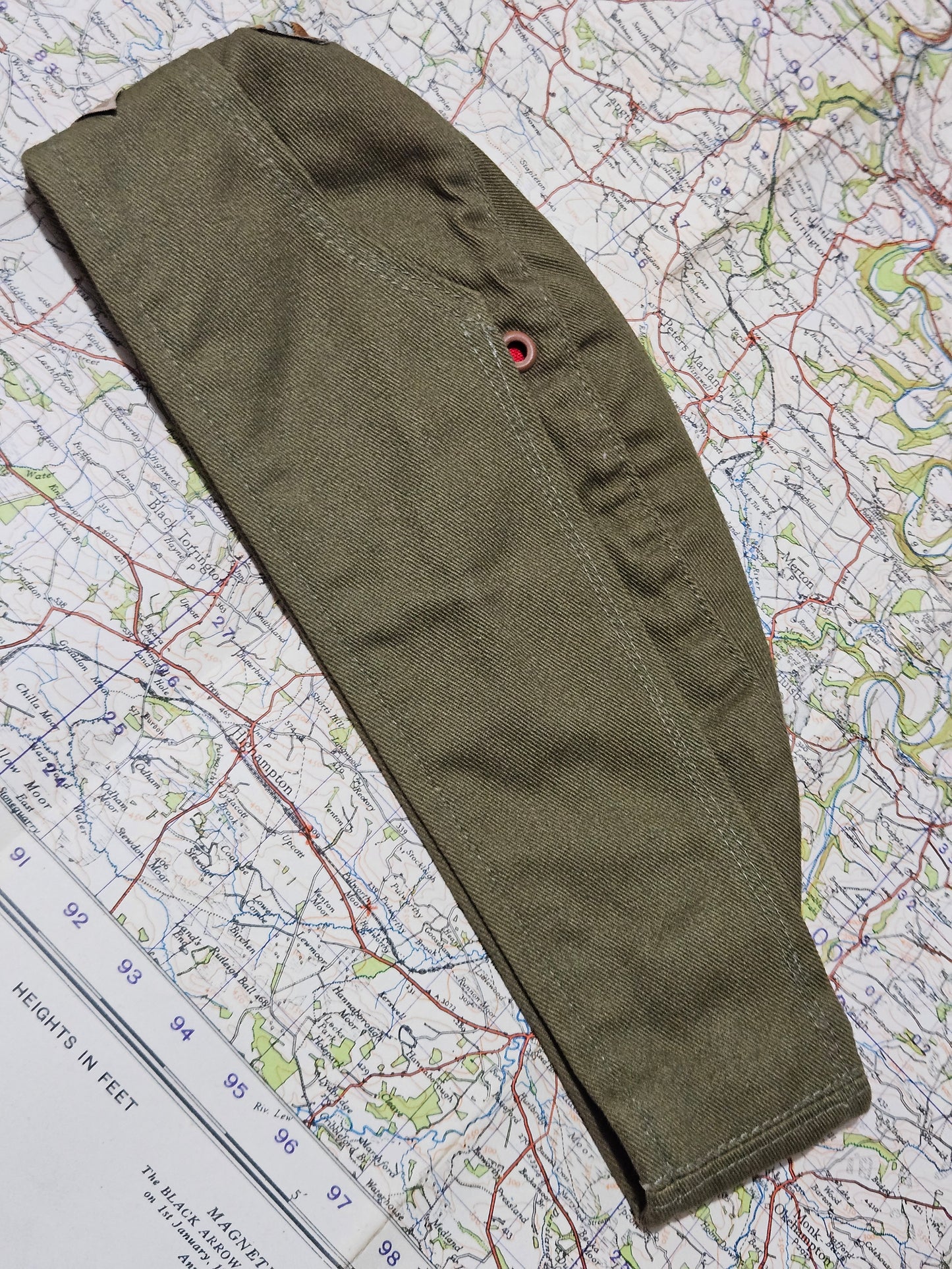 WW2 German, DAK Green Overseas Side Cap - Red Lining (Replica)
