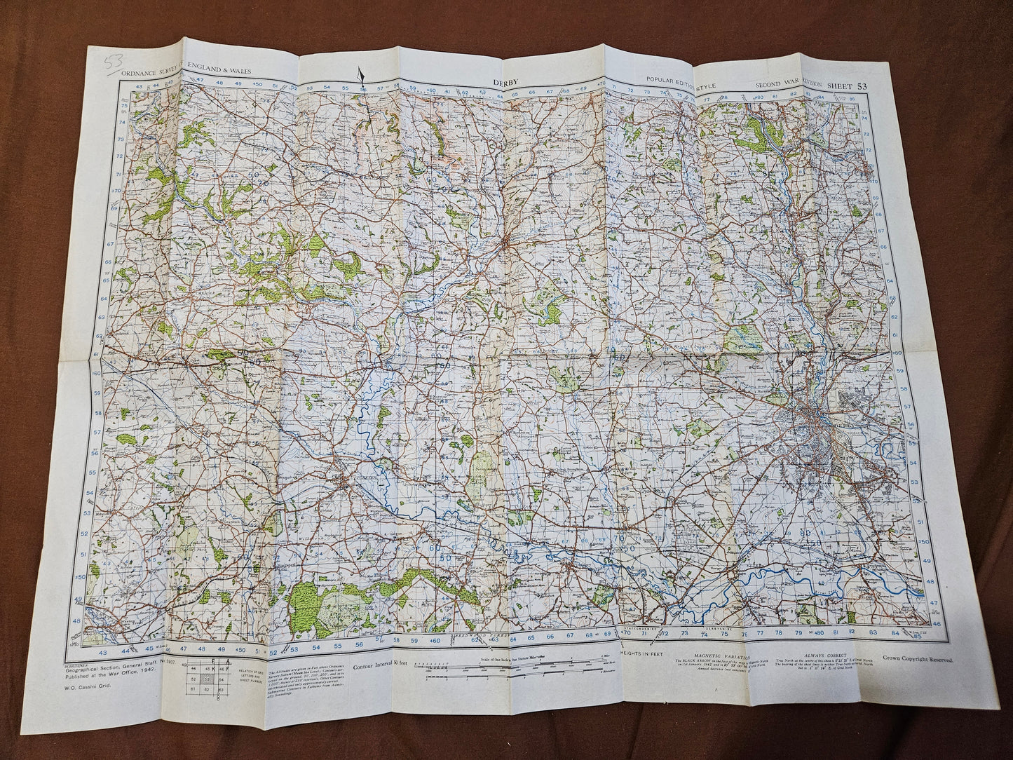 WW2 Ordnance Survey Map - Derby, 1942.