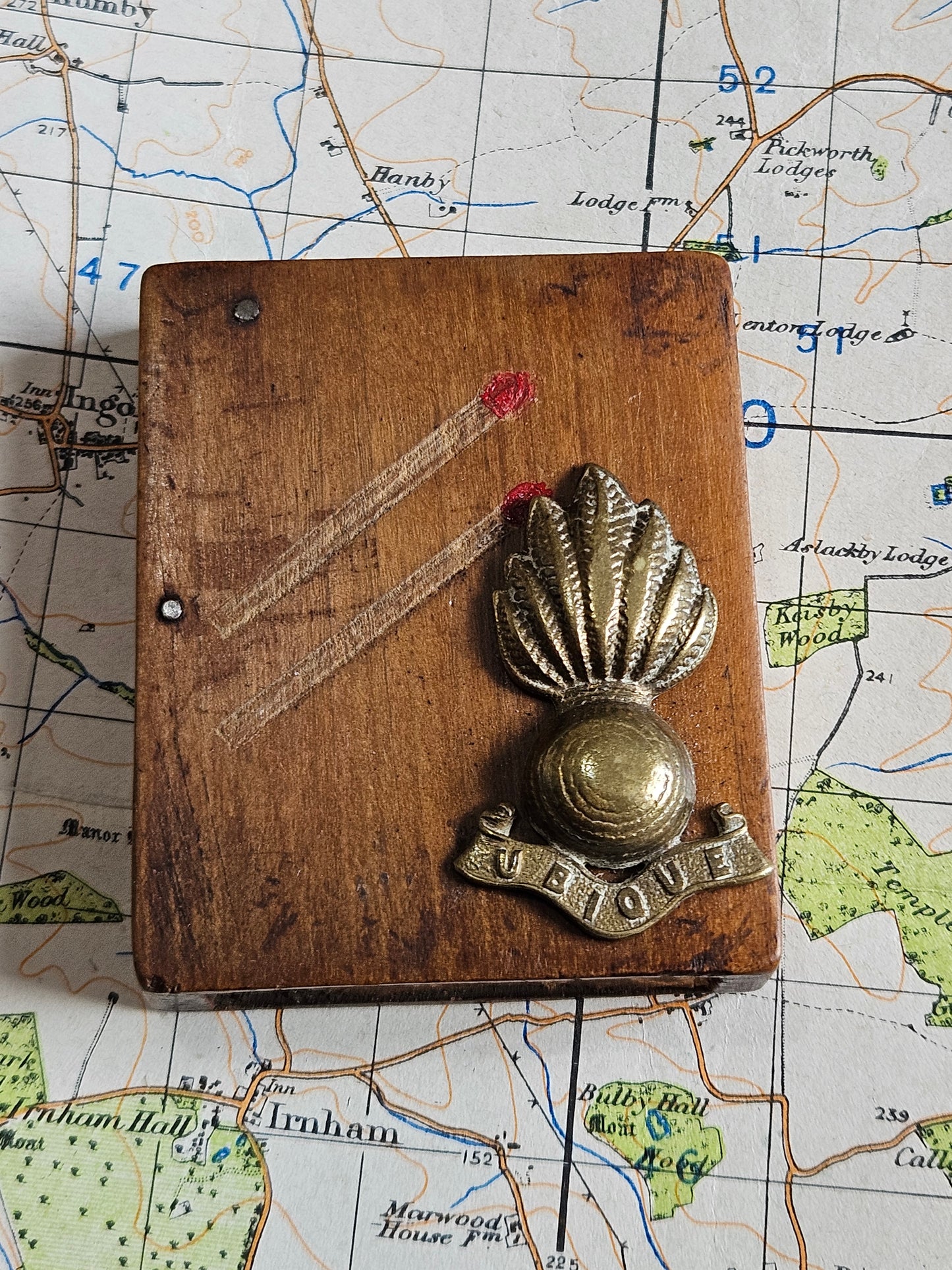 Trench Art Match Holder / Vesta Case - Royal Artillery.