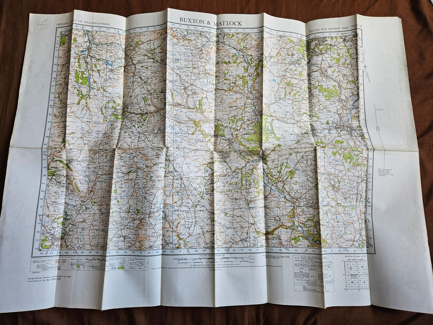 WW2 Ordnance Survey Map - Buxton & Matlock, 1940.
