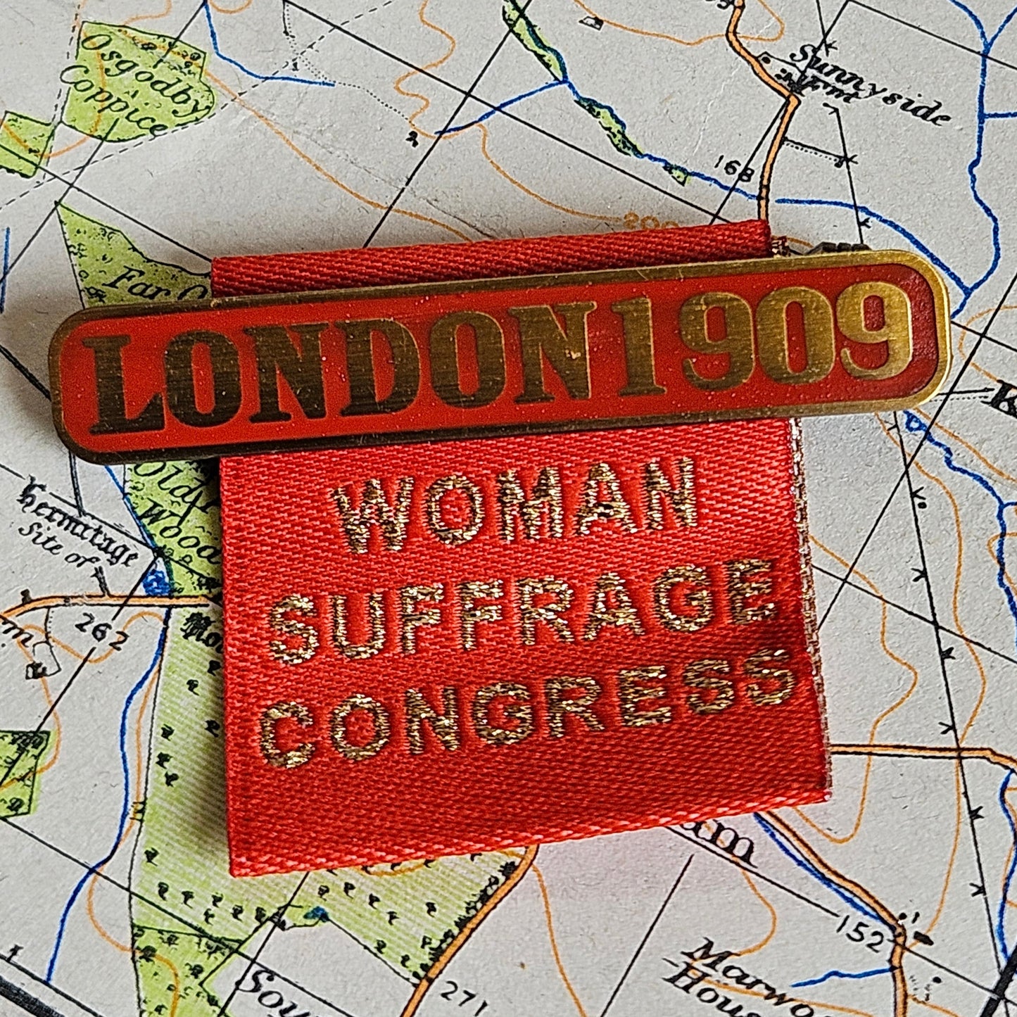 Woman Suffrage Congress Pin Badge.