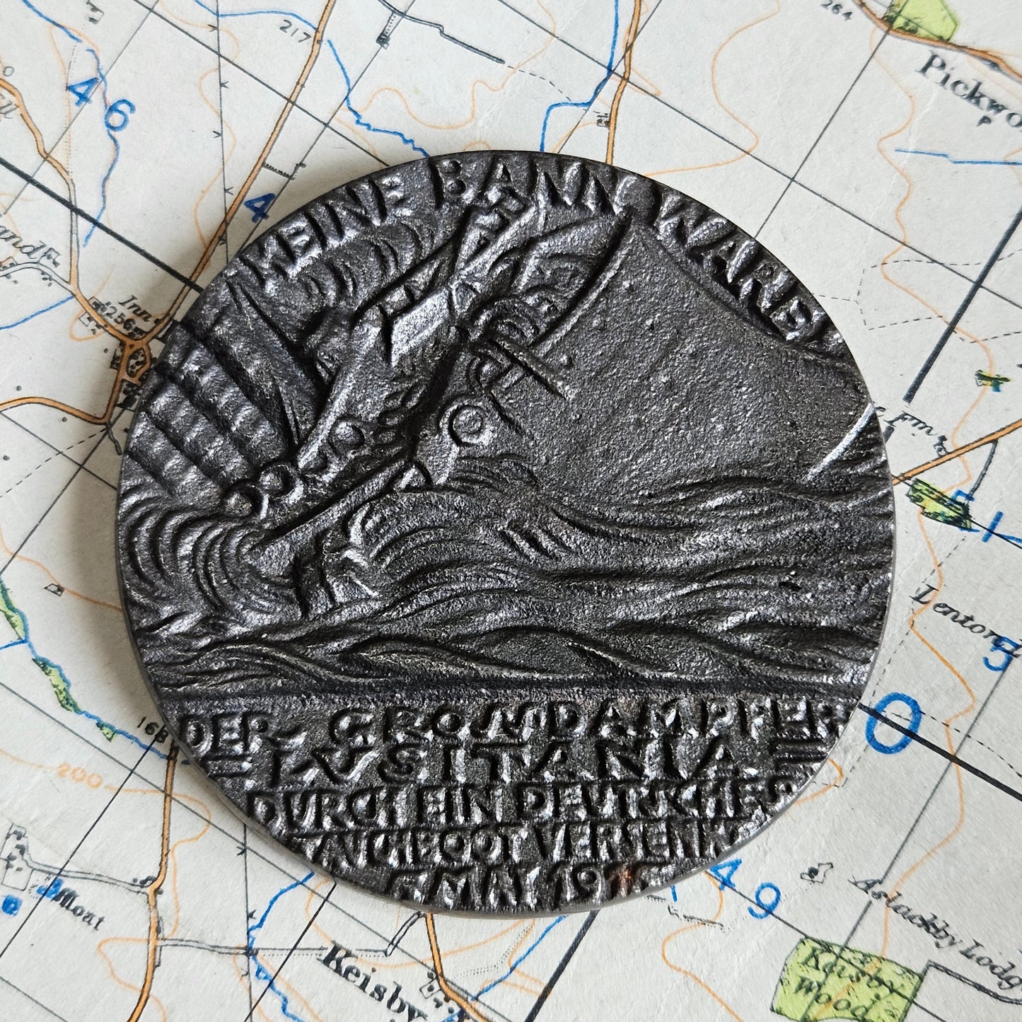 WW1 Lusitania Medal, propaganda copy.