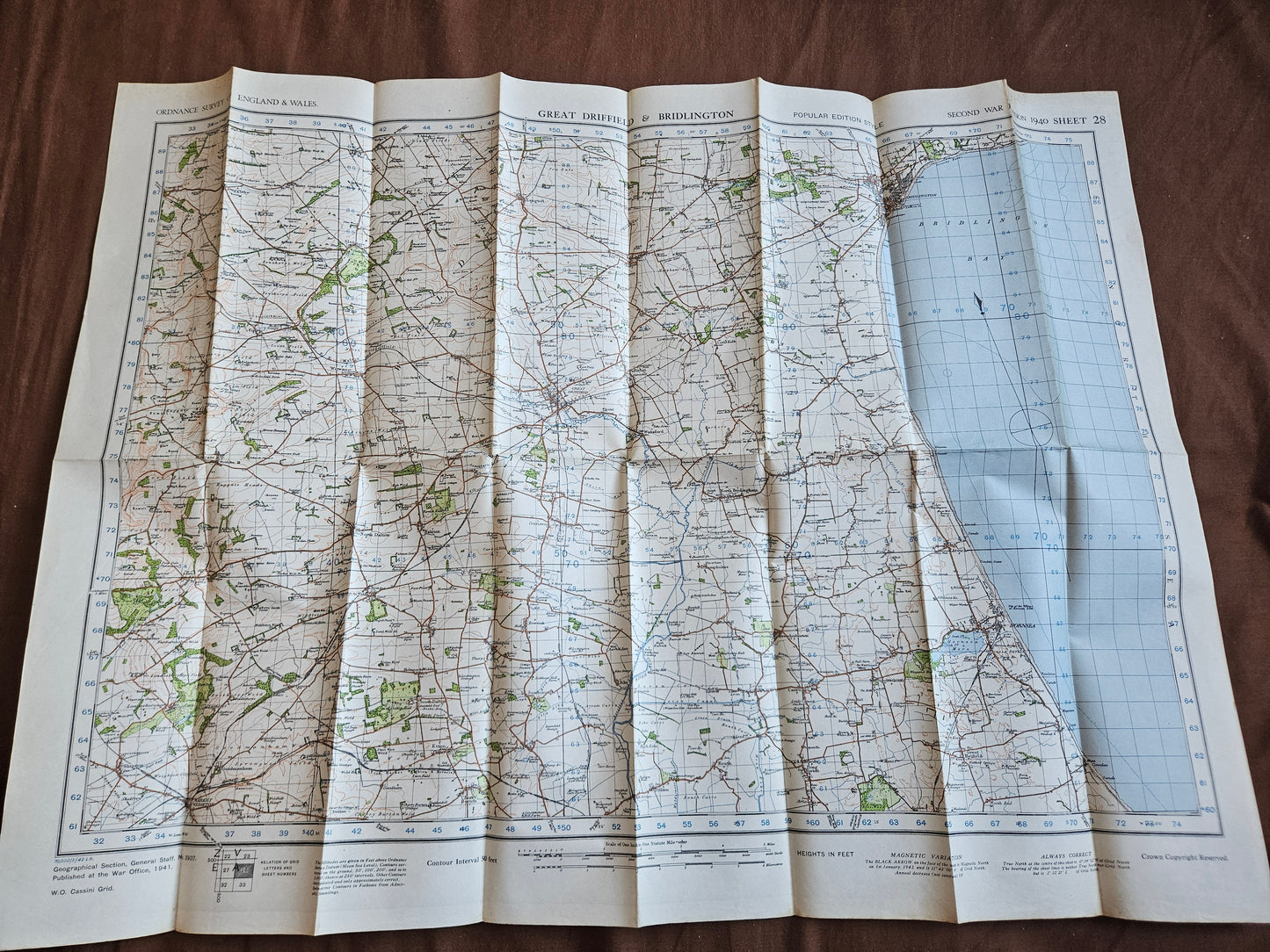 WW2 Ordnance Survey Map - Great Driffield & Bridlington, 1940.