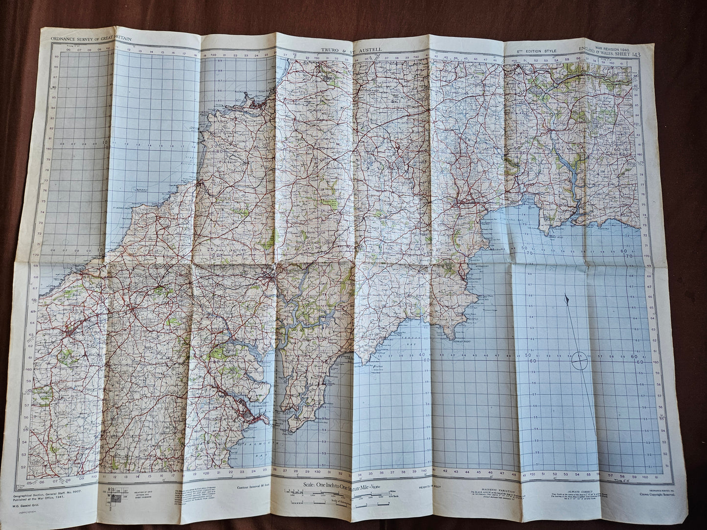 WW2 Ordnance Survey Map - Truro & St Austell, 1940.