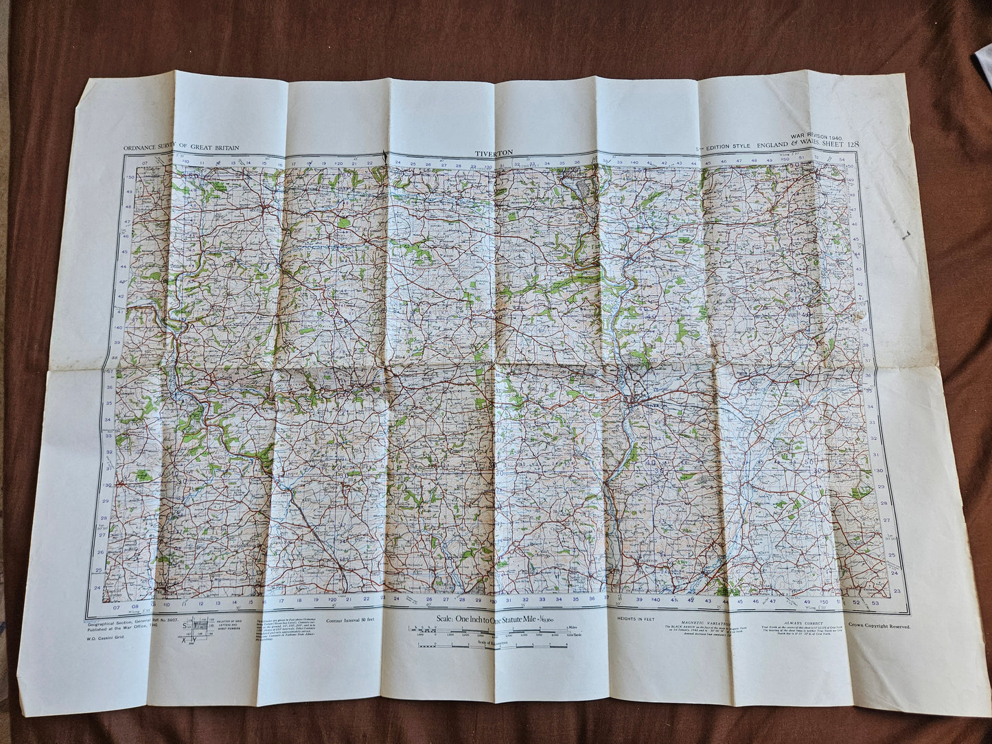 WW2 Ordnance Survey Map - Tiverton, 1940.