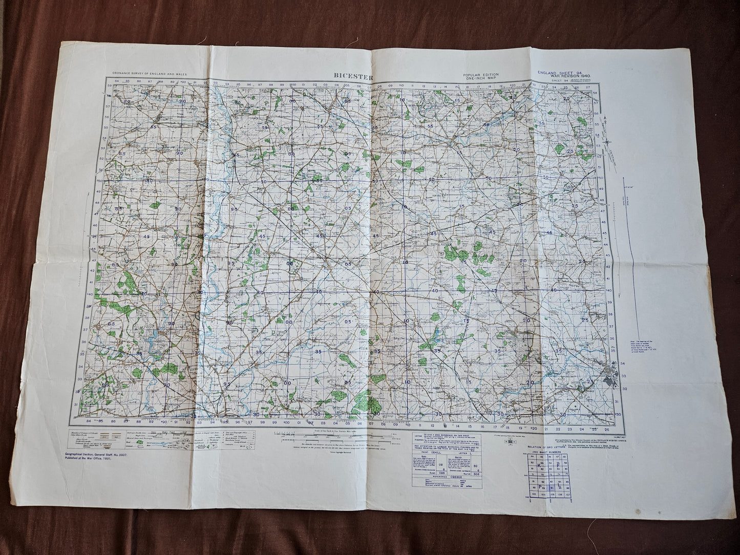 WW2 Ordnance Survey Map - Bicester, 1940.
