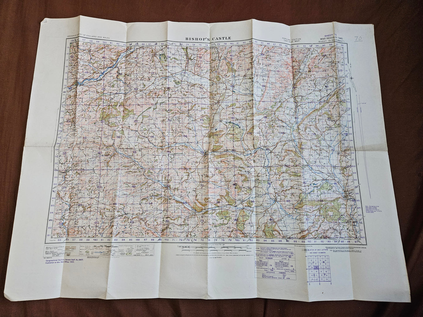 WW2 Ordnance Survey Map - Bishop's Castle, 1940.