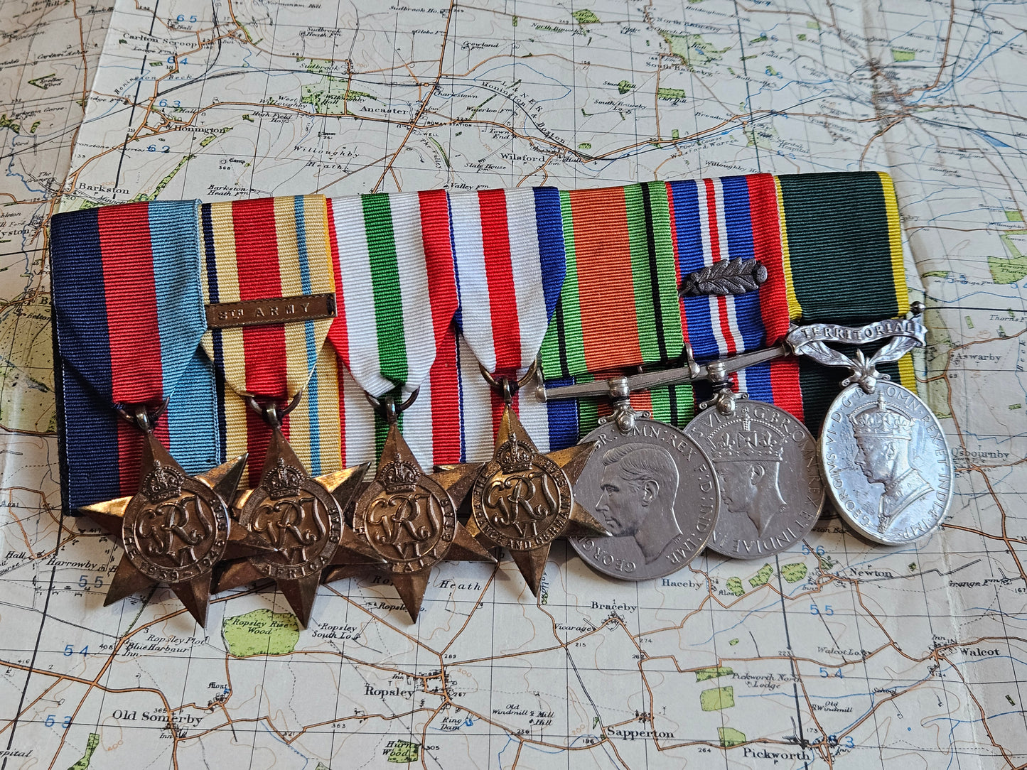 Original WW2 Star and Territorial Efficiency Medal Group on bar.