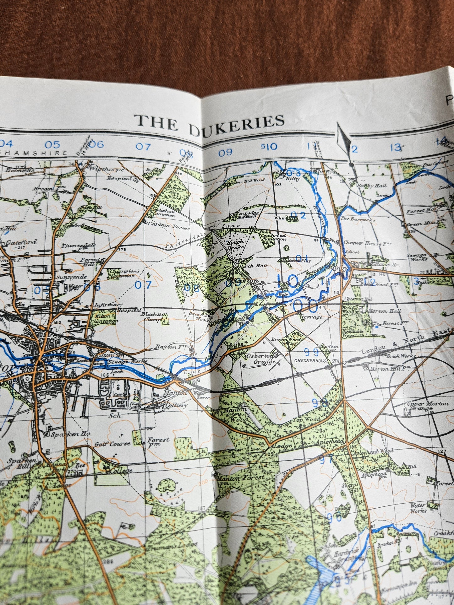 WW2 Ordnance Survey Map - The Dukeries, 1940.