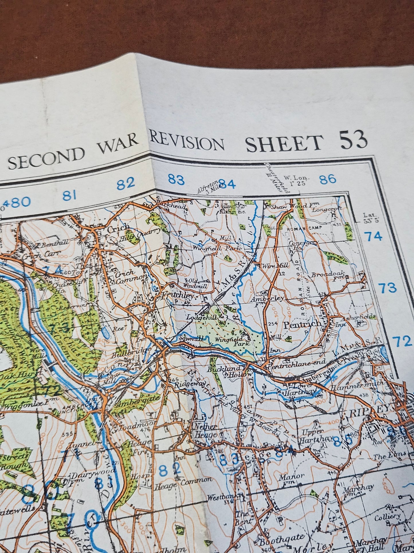 WW2 Ordnance Survey Map - Derby, 1942.