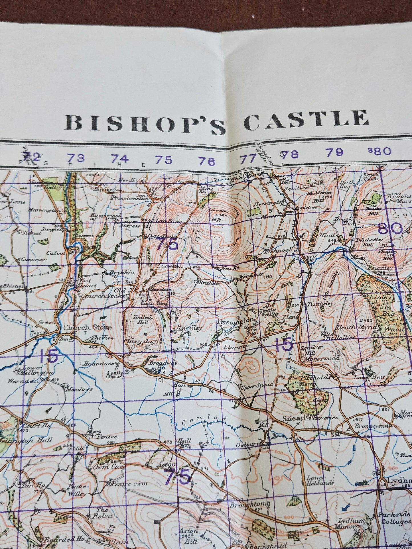 WW2 Ordnance Survey Map - Bishop's Castle, 1940.