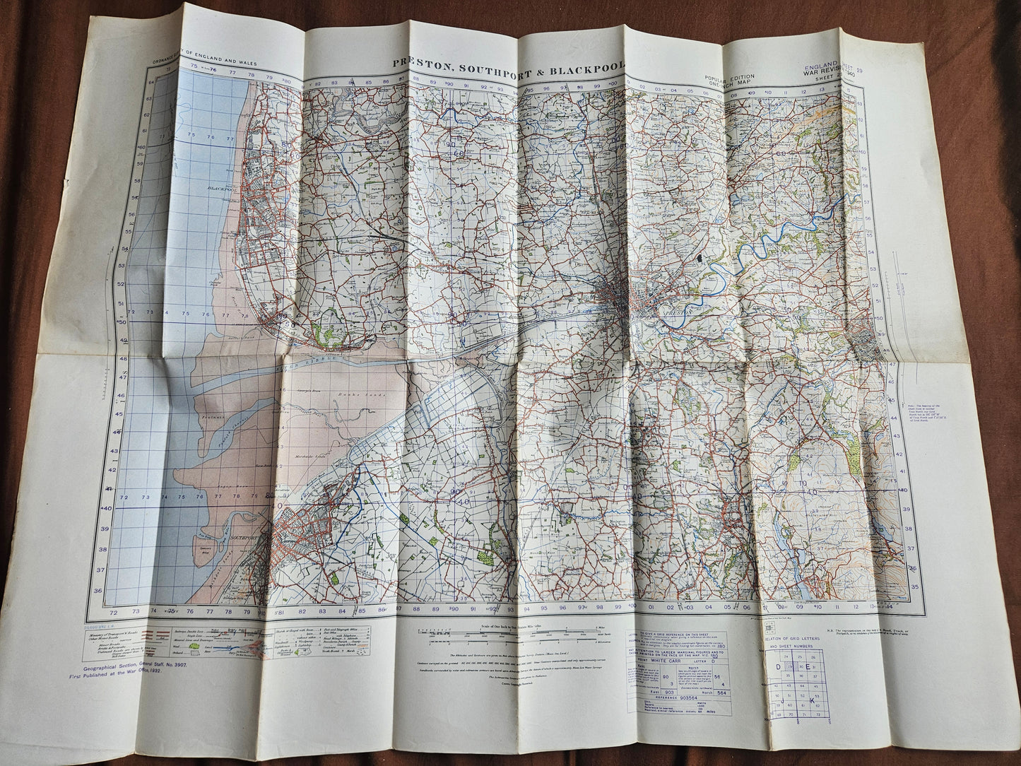 WW2 Ordnance Survey Map - Preston, Southport & Blackpool, 1940.