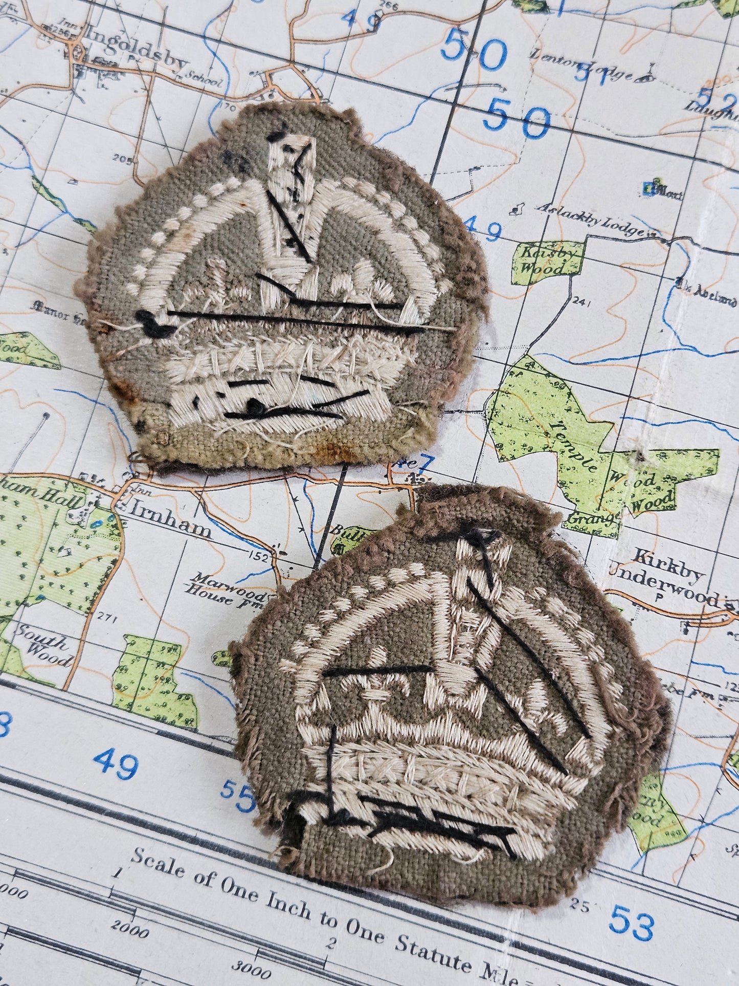 British Army WW2 WO 3 Warrant Officer 3rd Class Cloth Rank Badges Pair
