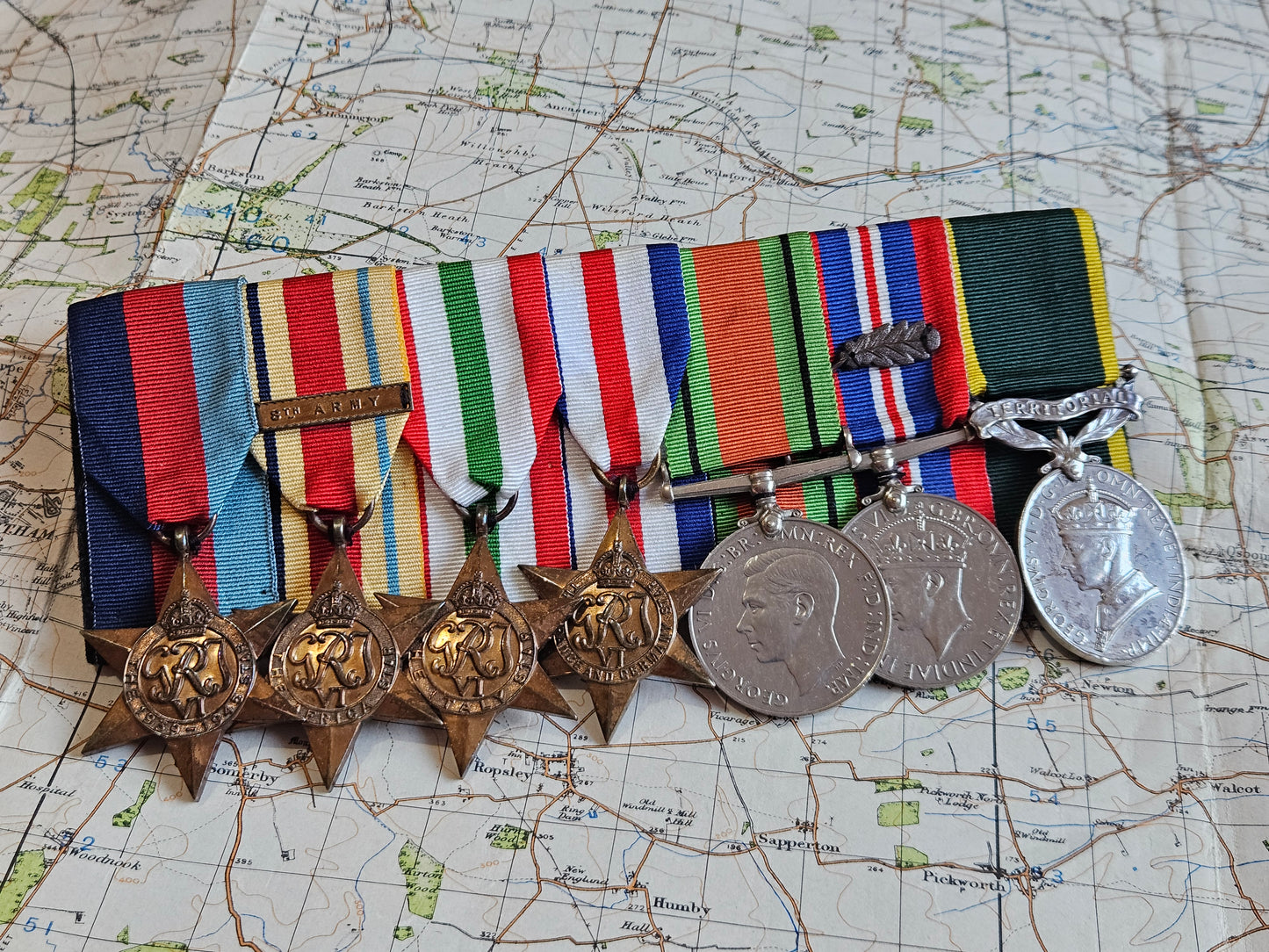 Original WW2 Star and Territorial Efficiency Medal Group on bar.