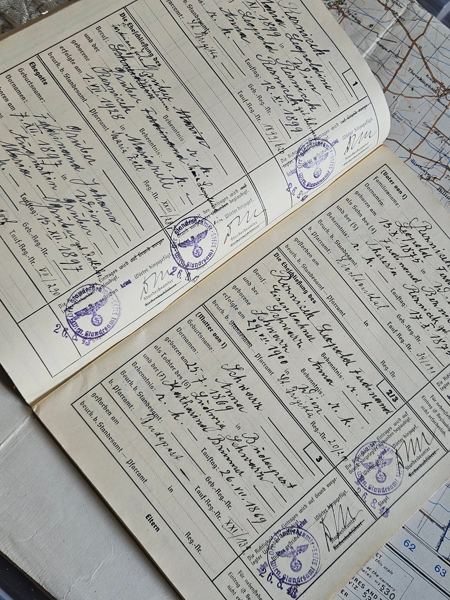 WW2 Nazi Ahnenpass (Ancestor Pass) to certify Aryan Lineage.