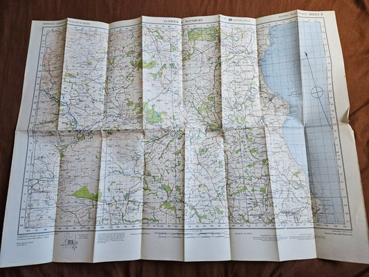 WW2 Ordnance Survey Map - Alnwick & Rothbury, 1940.