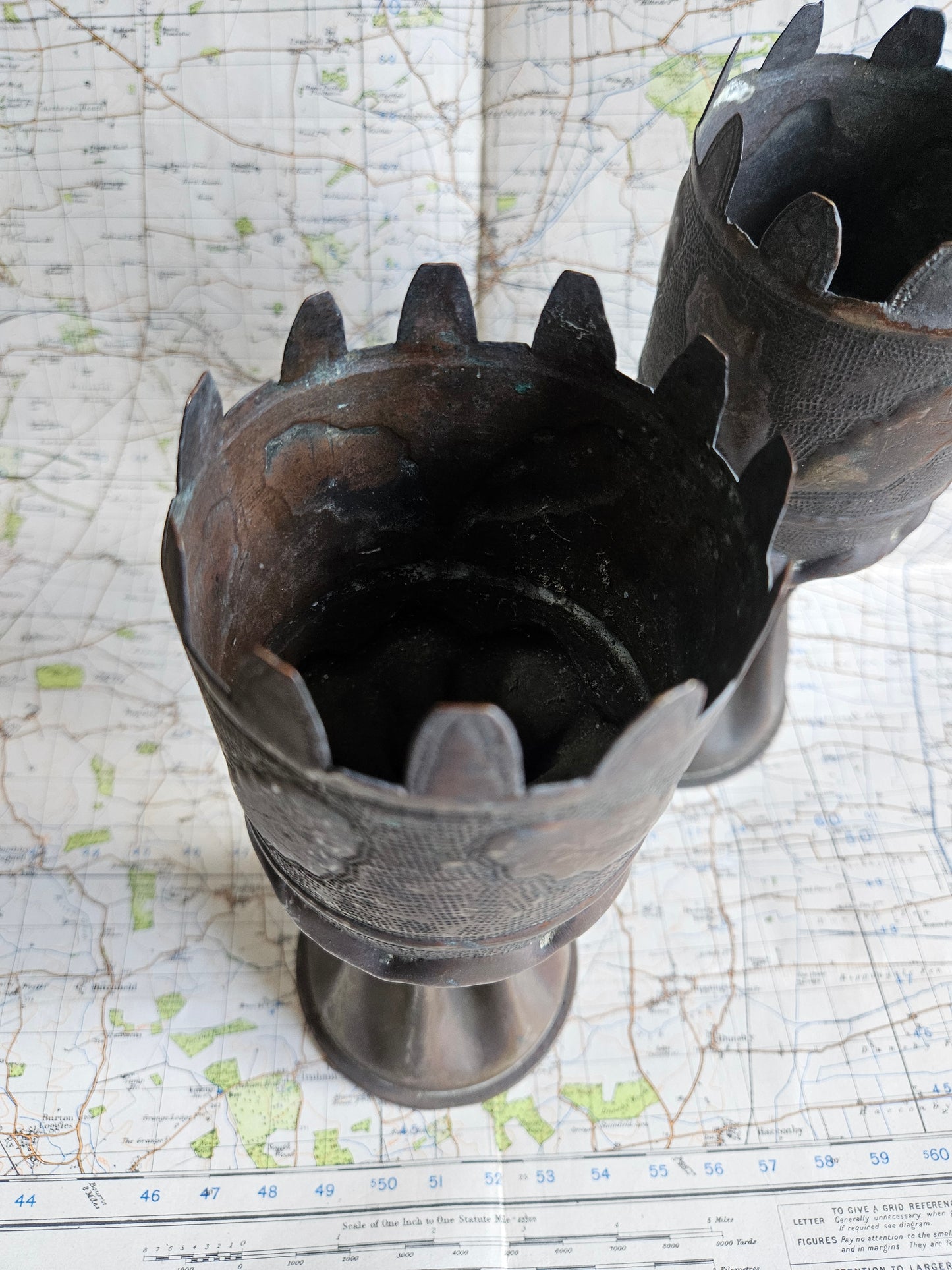 WW1 German Trench Art Vase Pair.