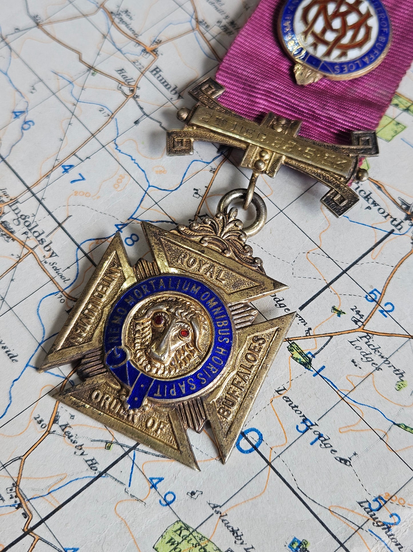 Vintage 1956 Silver with gilt masonic jewel, medal, RAOB, Alhambra Lodge 4704.