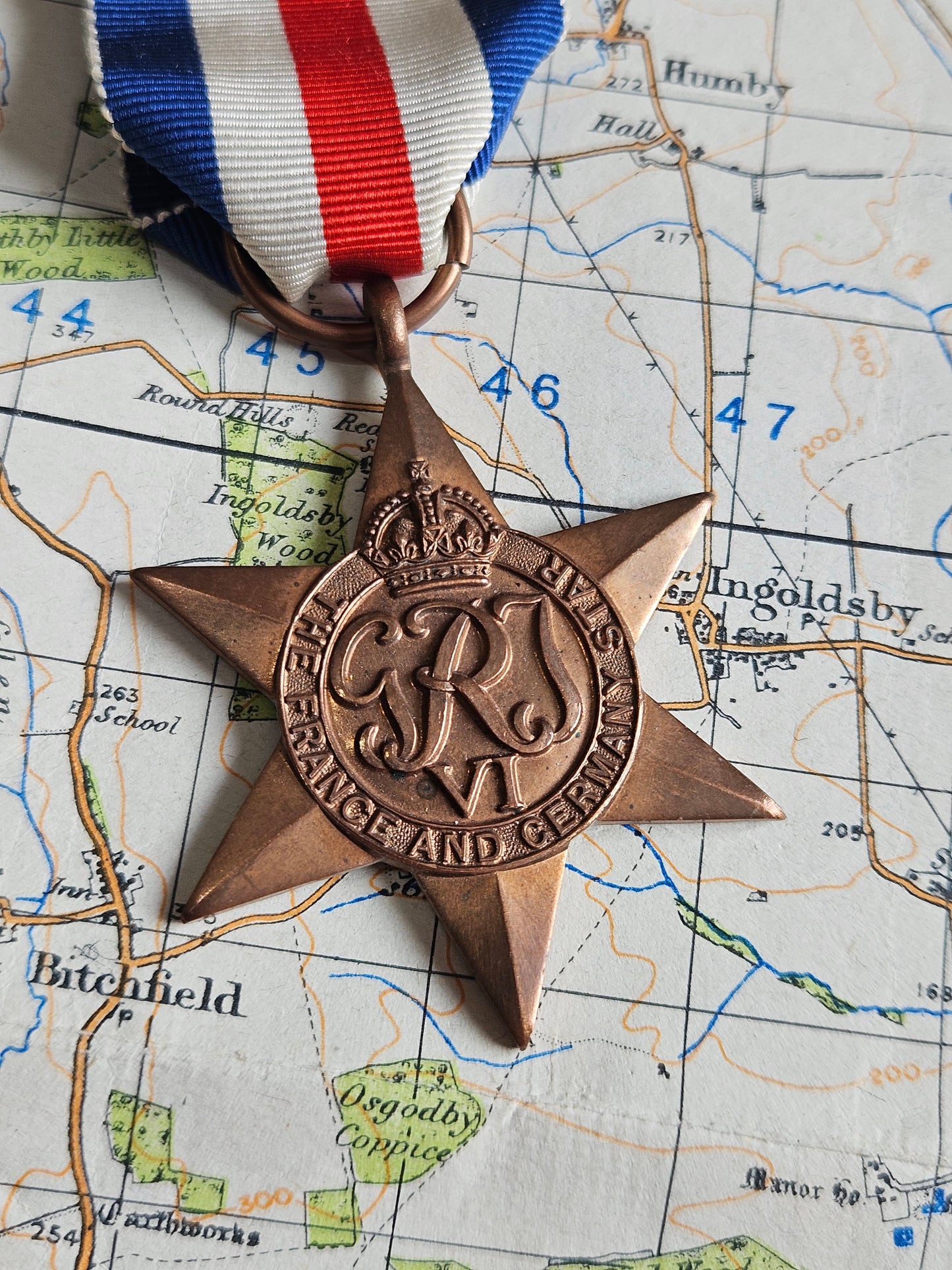 Original WW2 France & Germany Star Medal with ribbon.