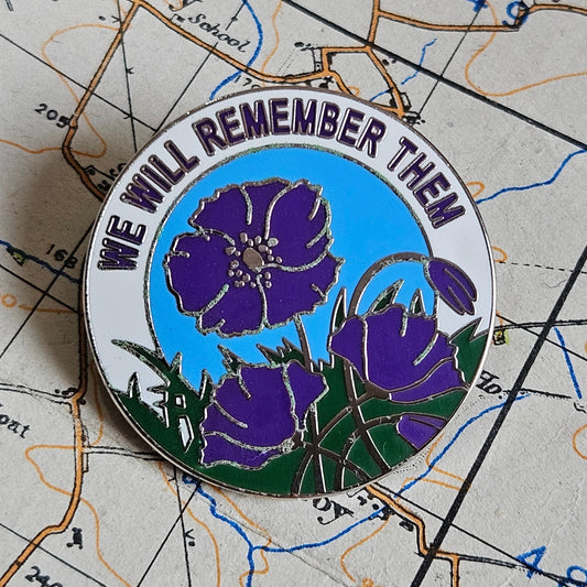 We Will Remember Them Pin Badge. (White)