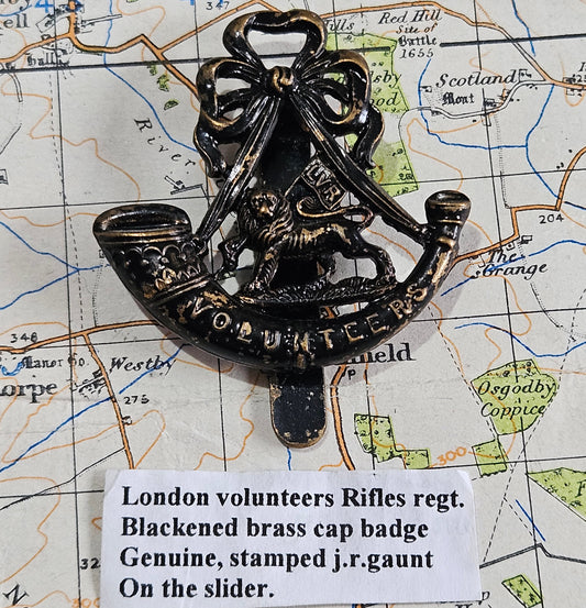 Blackened Brass London Volunteer Rifles Cap Badge by J R Gaunt.