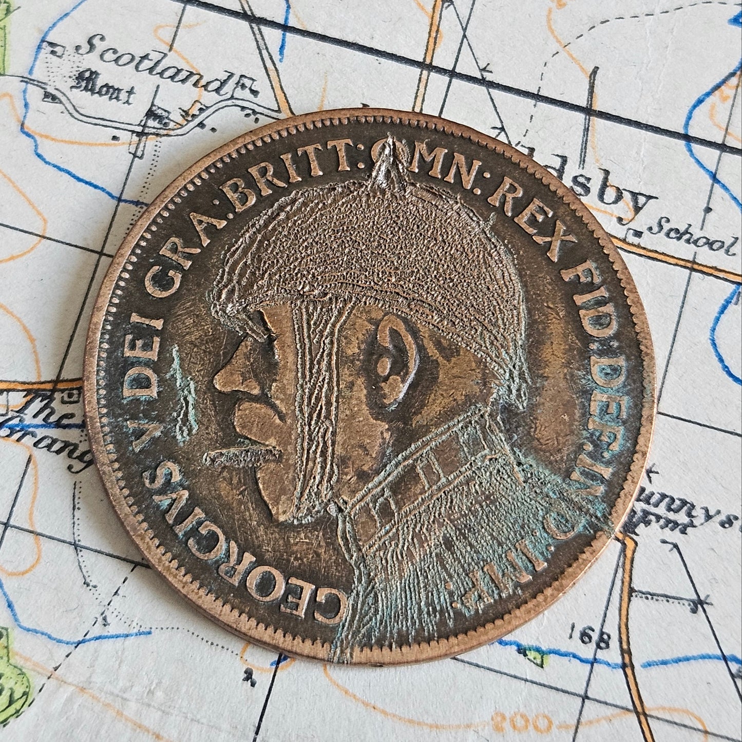 1915 PENNY TRENCH ART - WW1 Pickelhaube Helmet.