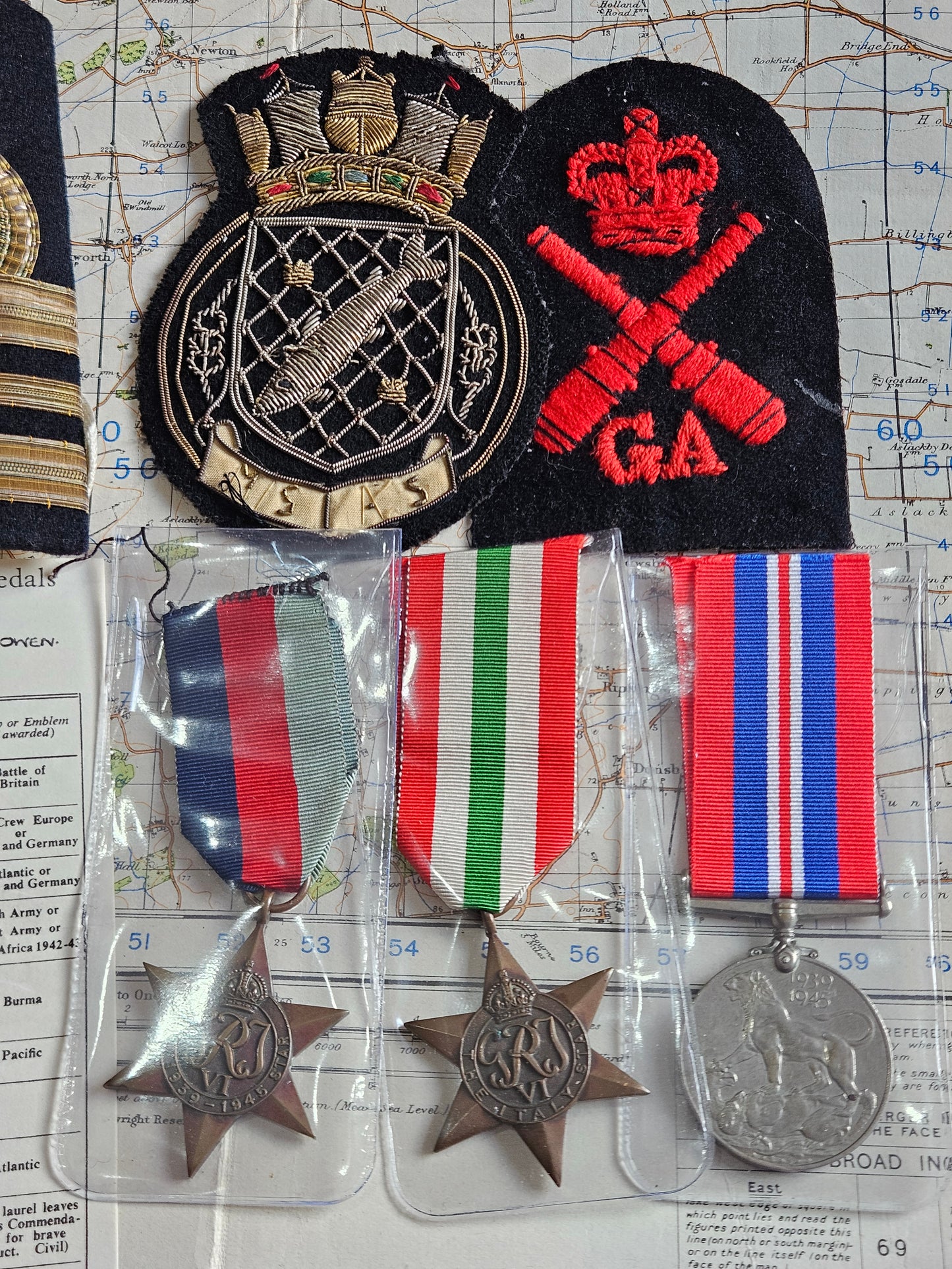 WW2 Royal Navy Reserves Medal Group with Patches - Full Size Medals.