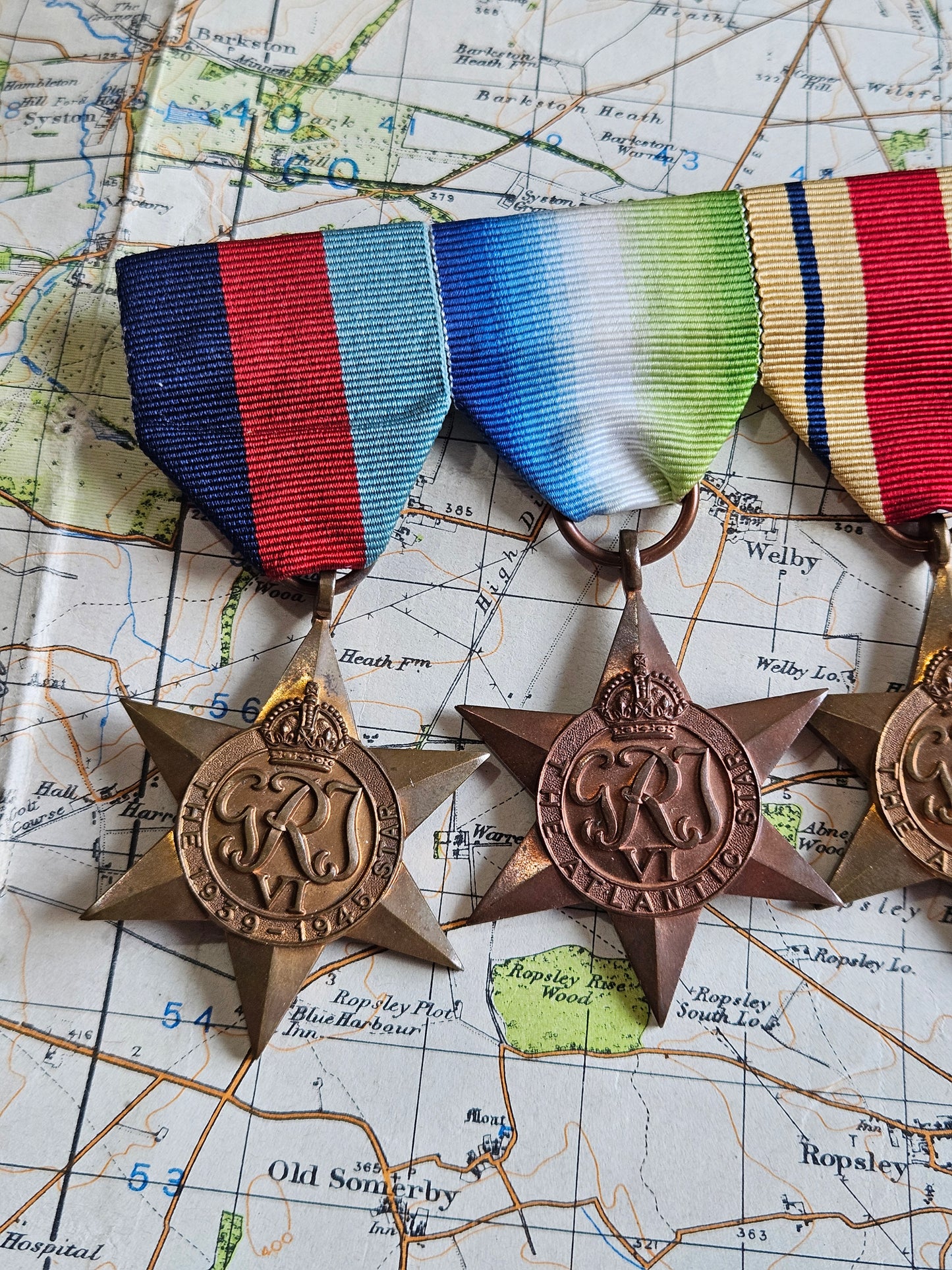 Original WW2 Star and War Medal Group on bar.