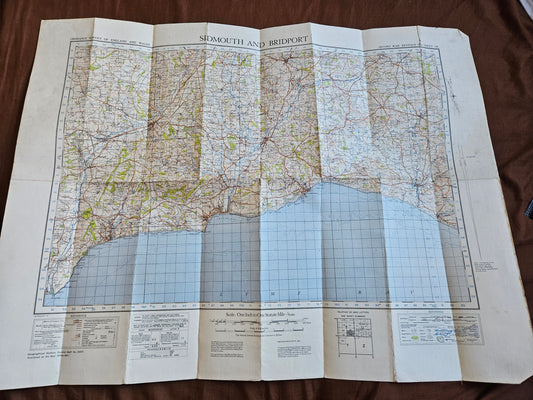 WW2 Ordnance Survey Map - Sidmouth and Bridport, 1940.