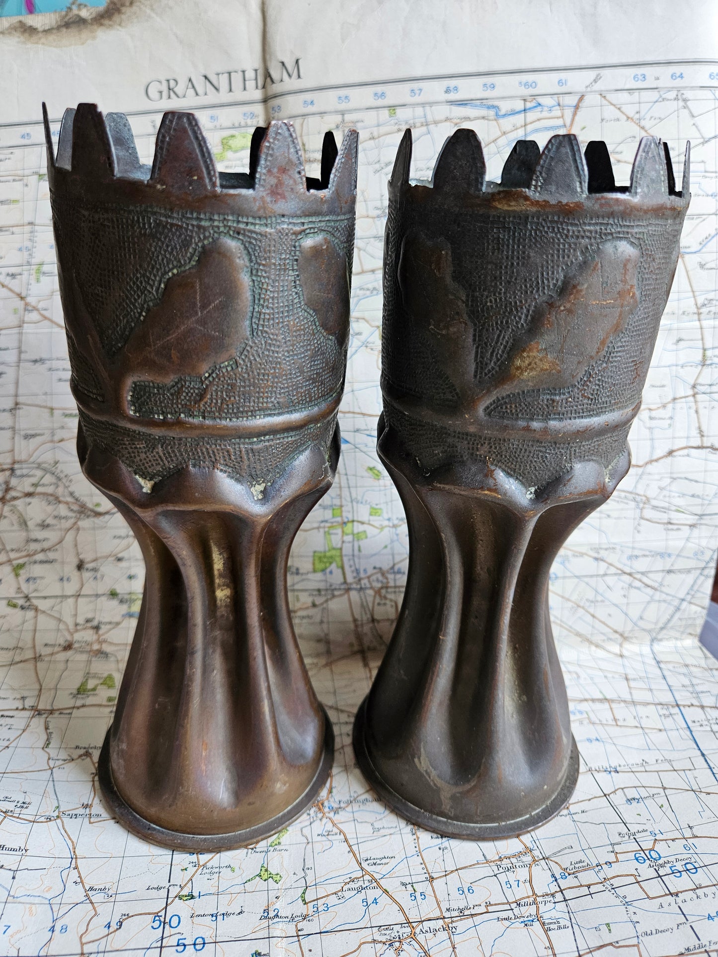 WW1 German Trench Art Vase Pair.