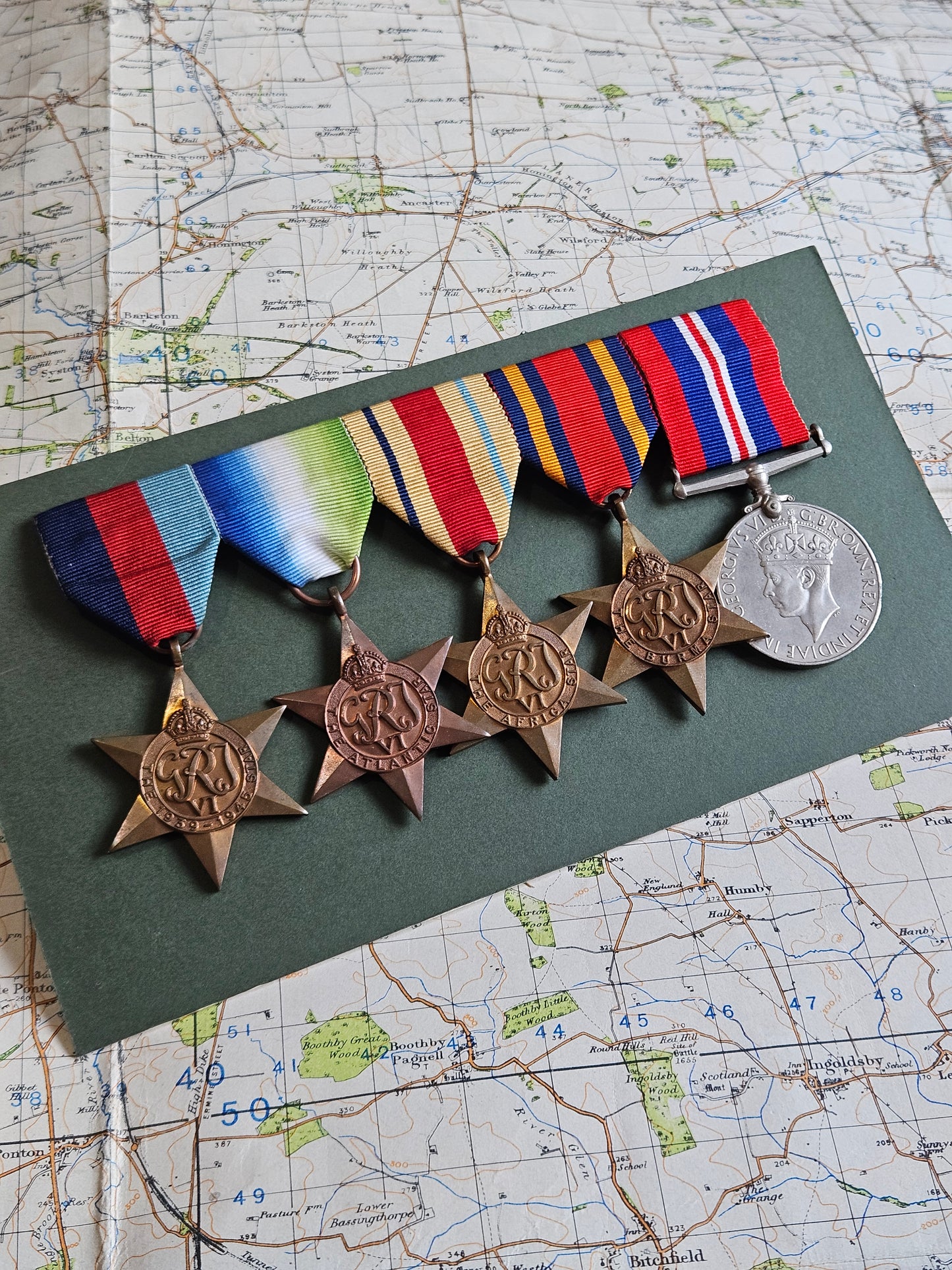 Original WW2 Star and War Medal Group on bar.