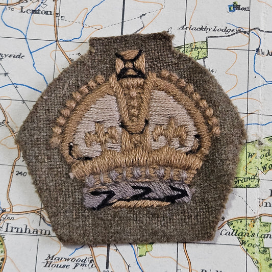 British Army WW2 WO 3 Warrant Officer 3rd Class Cloth Rank Badge, Single.