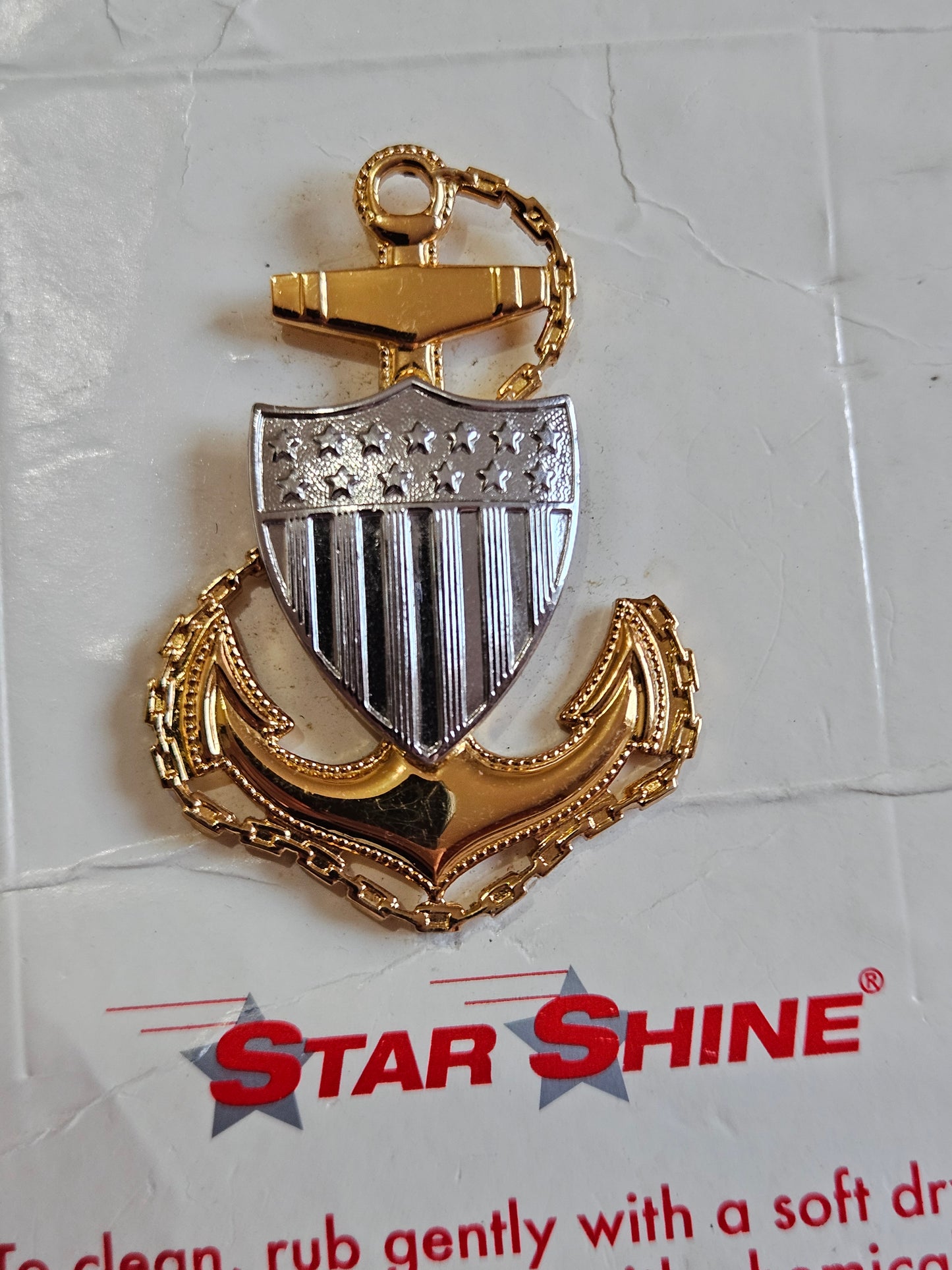 US Coast Guard Silver Pin Badge Anchor + Shield by Vanguard