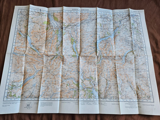 WW2 Ordnance Survey Map - Keswick & Ambleside, 1940.