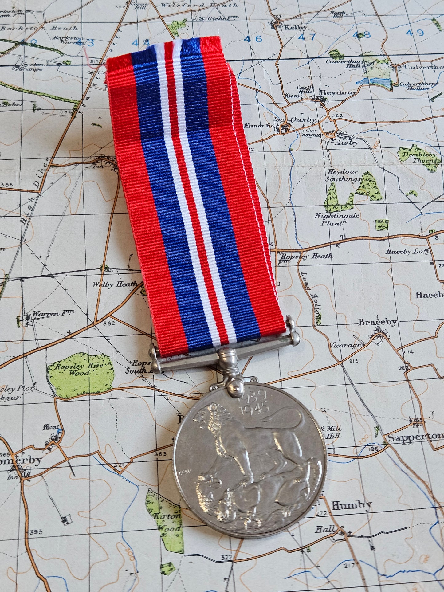 Original WW2 1939/45 War Medal with ribbon.