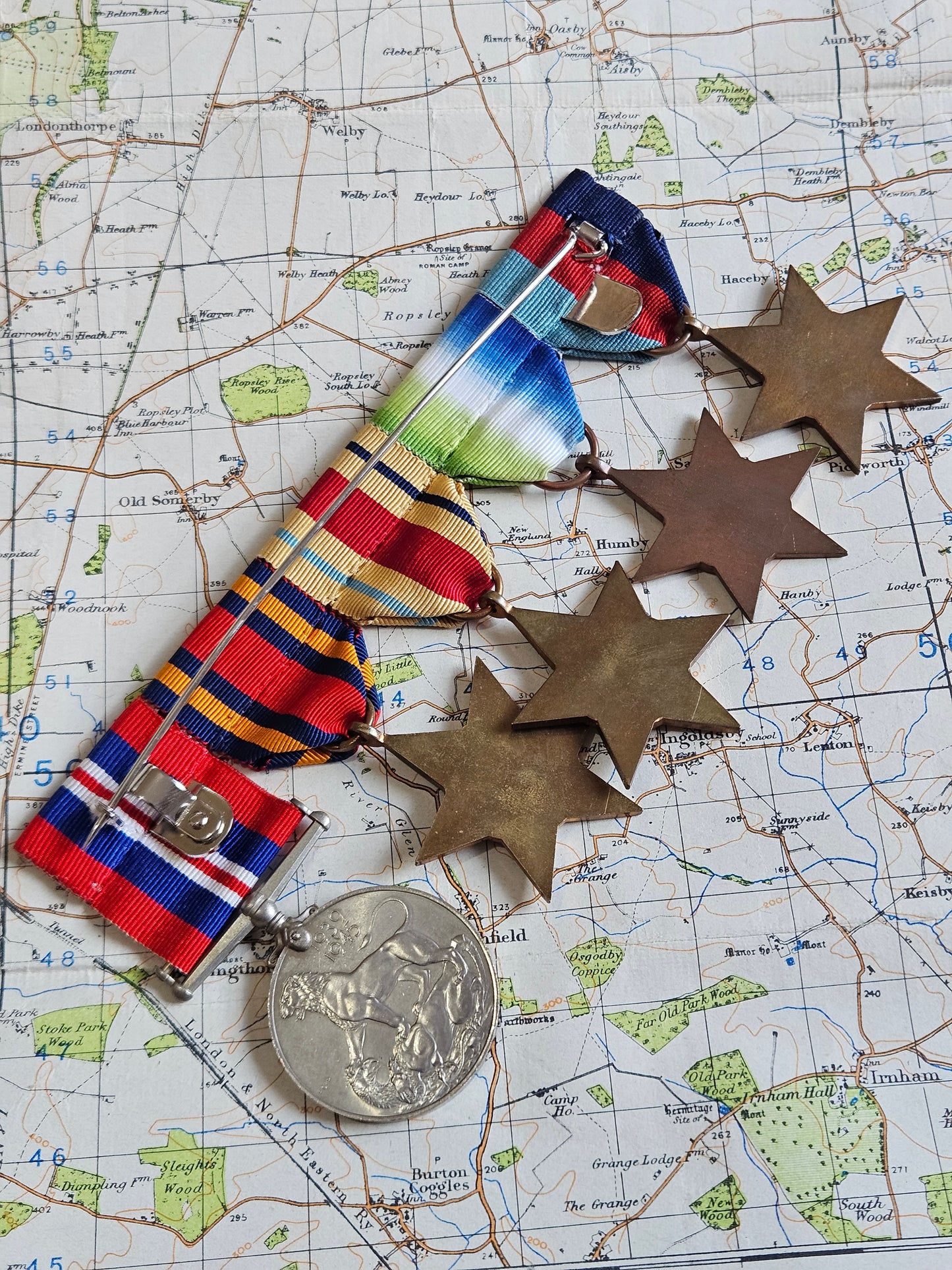 Original WW2 Star and War Medal Group on bar.