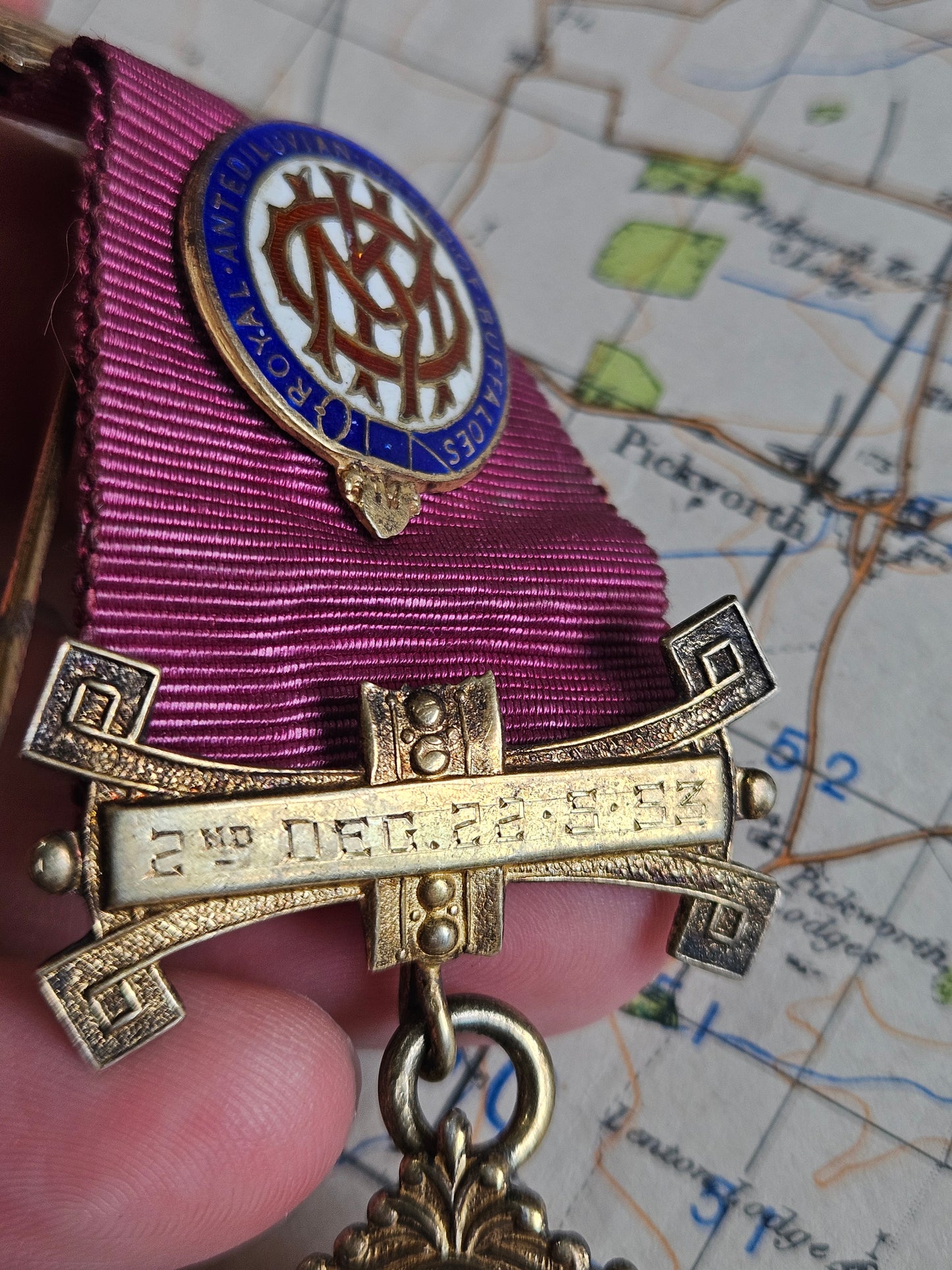 Vintage 1956 Silver with gilt masonic jewel, medal, RAOB, Alhambra Lodge 4704.
