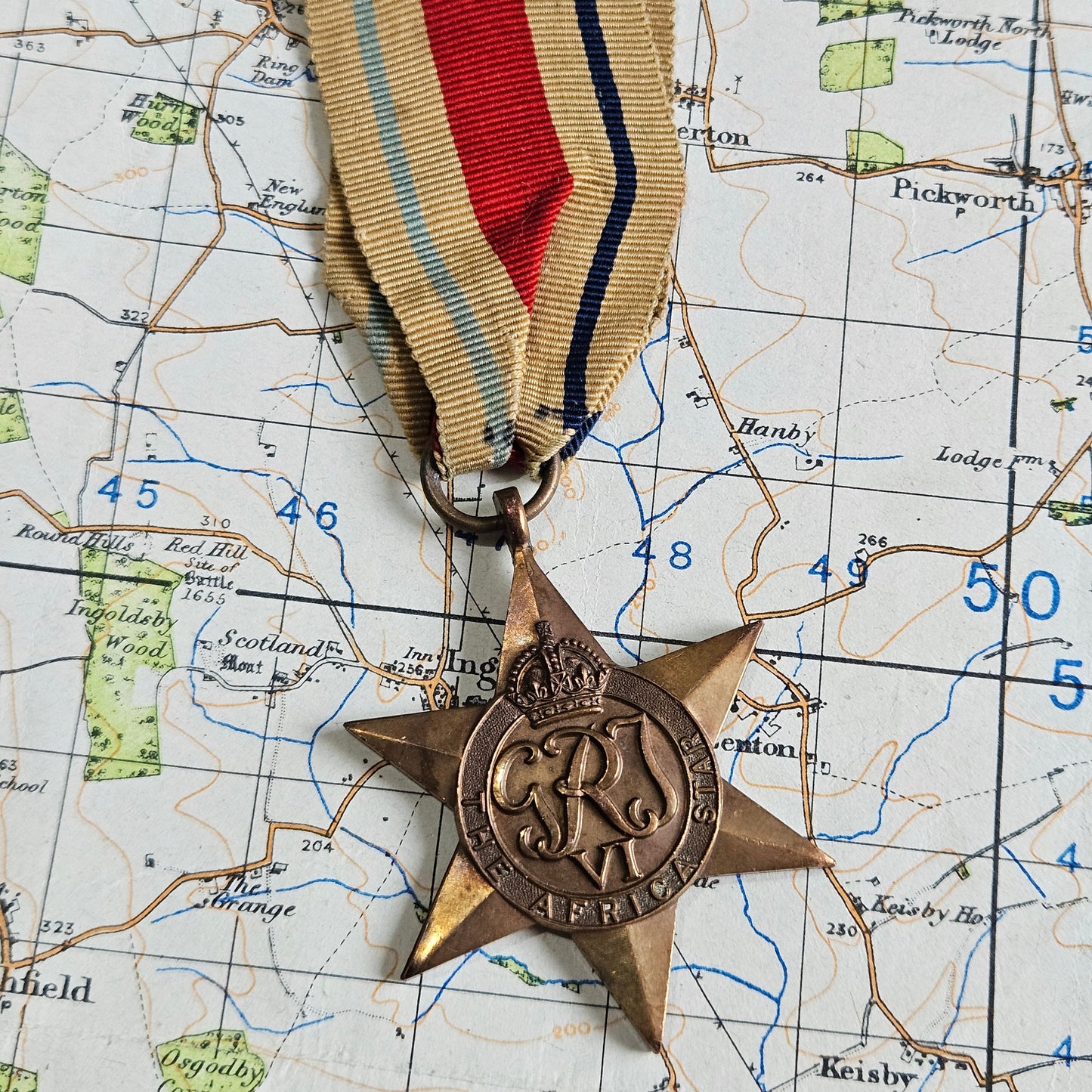 Original WW2 Africa Star Medal with ribbon.