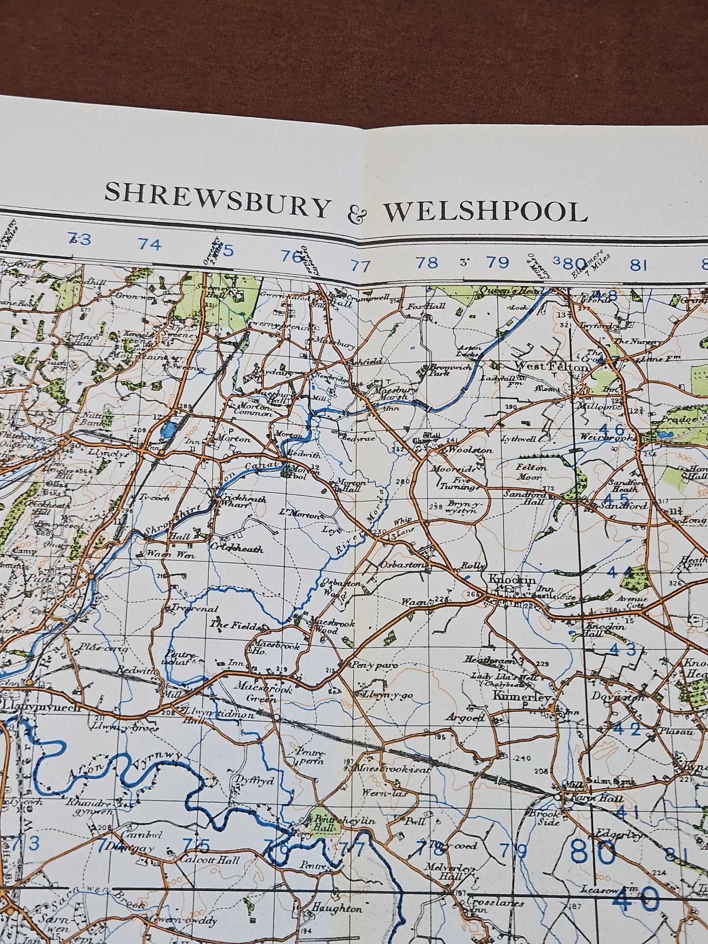 WW2 Ordnance Survey Map - Shrewsbury & Welshpool, 1940.