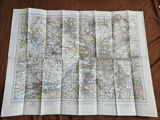 WW2 Ordnance Survey Map - Bolton & Manchester, 1940.